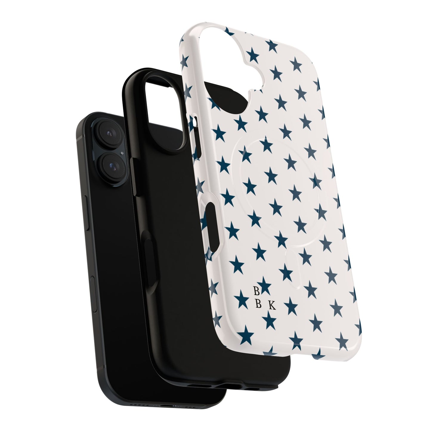 Star Pattern Tough Magnetic Phone Case — Navy Stars on White