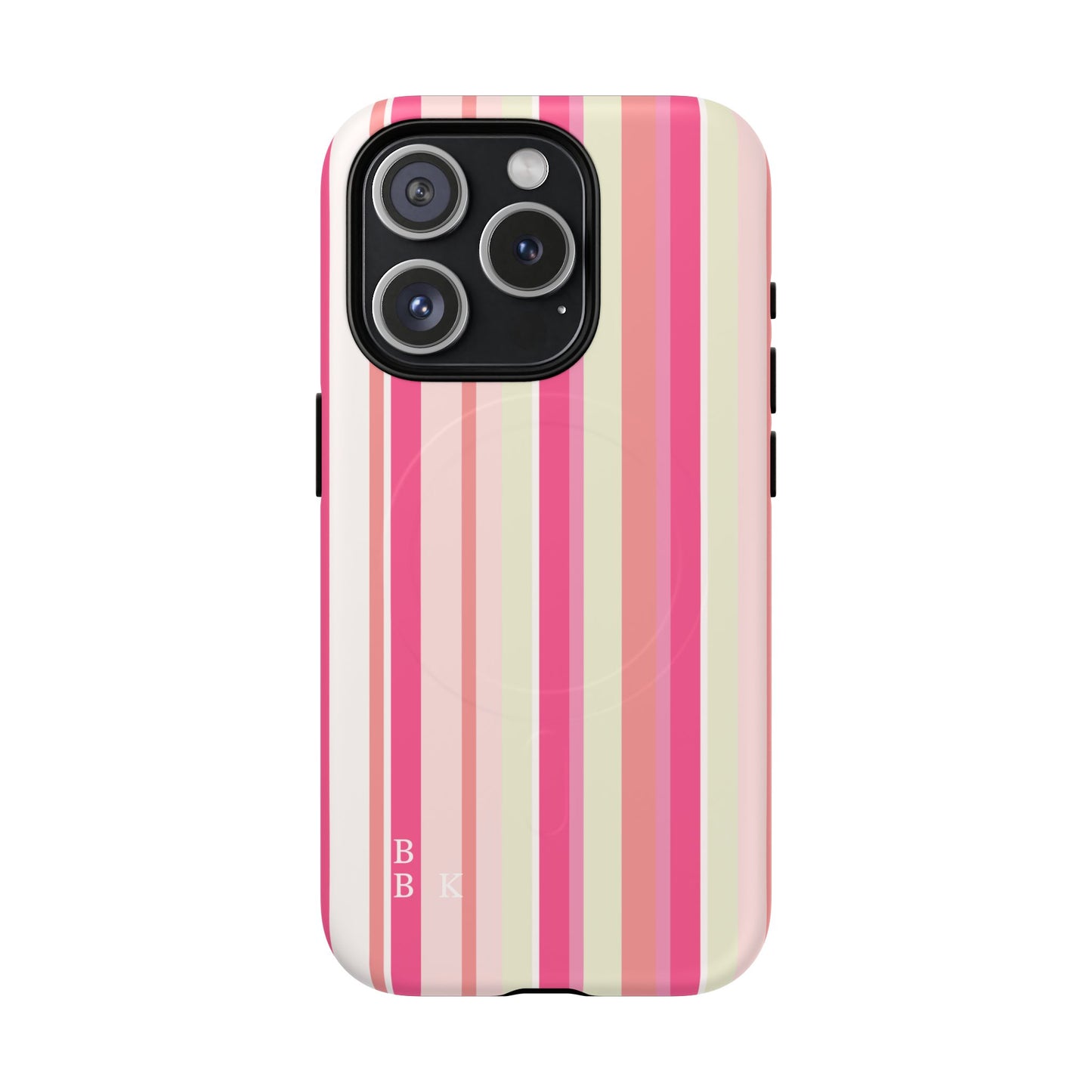 Magnetic Tough Case — Pink Striped Phone Cover (MagSafe Compatible)