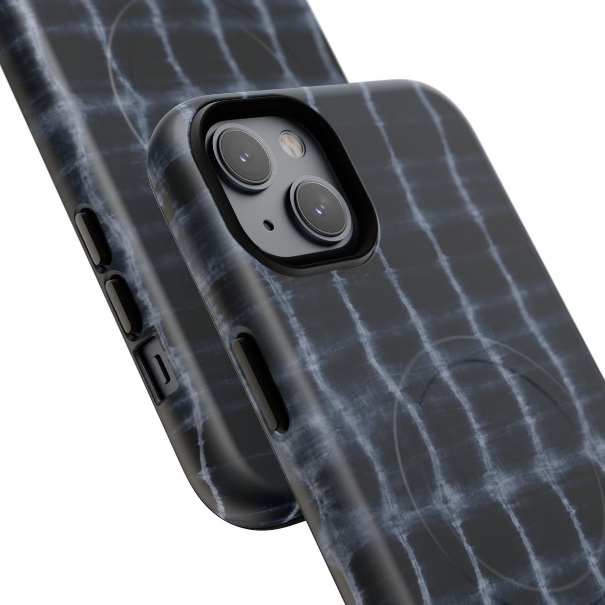 Magnetic Phone Case — Black Tie-Dye Tough Protective Cover with MagSafe