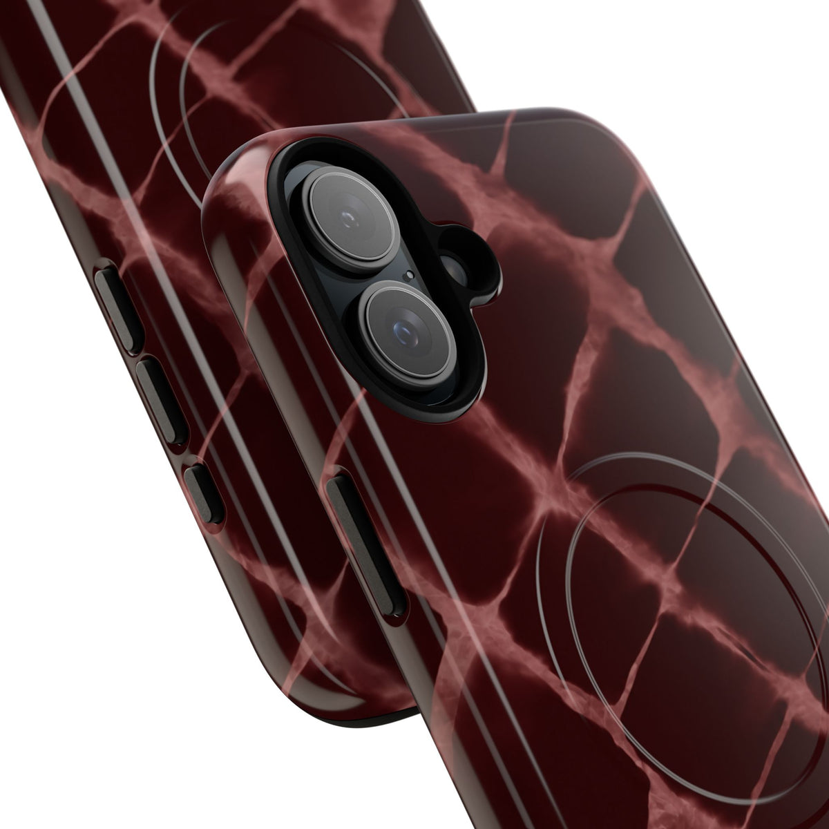 Magnetic Phone Case — Burgundy Marble Tough Protective Cover
