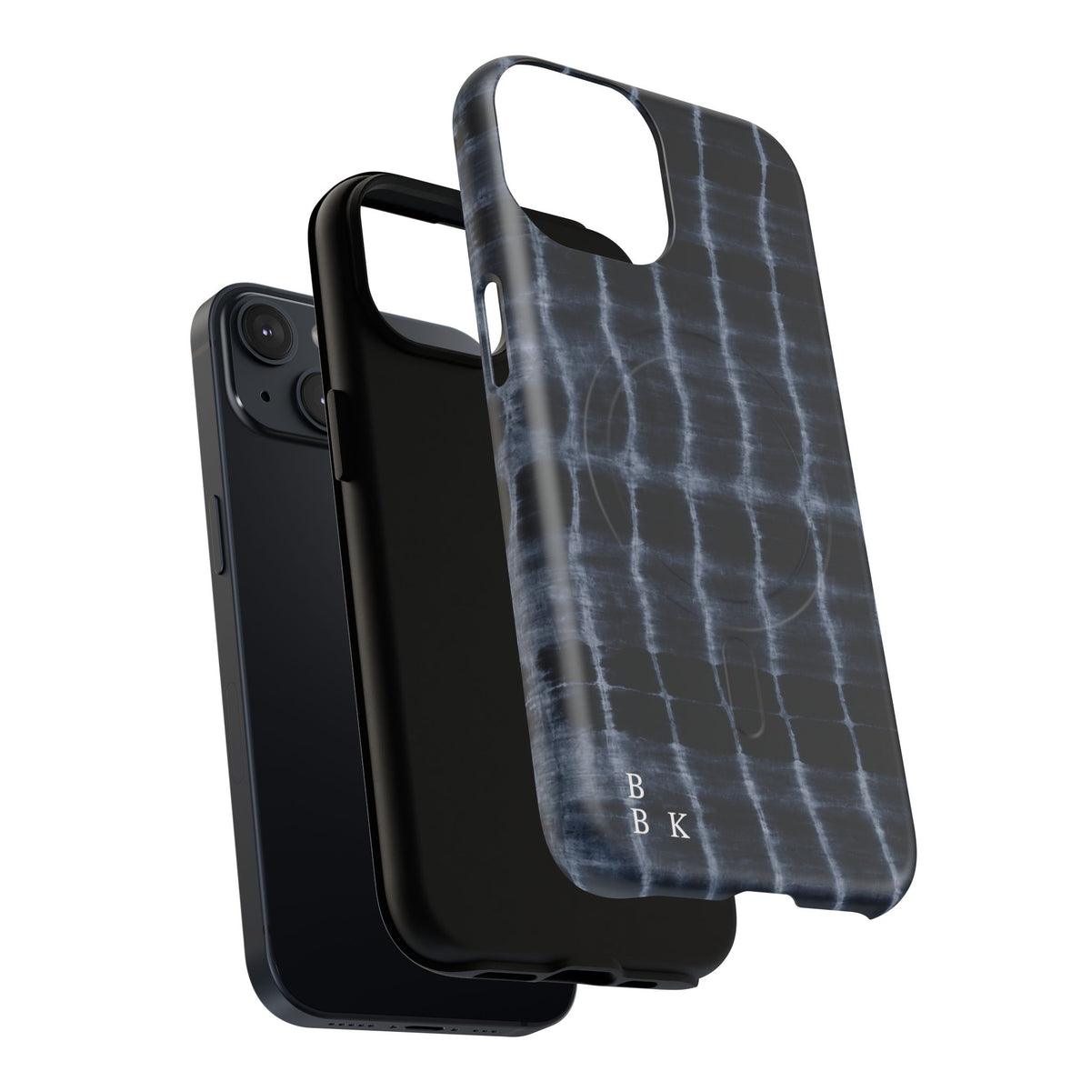 Magnetic Phone Case — Black Tie-Dye Tough Protective Cover with MagSafe