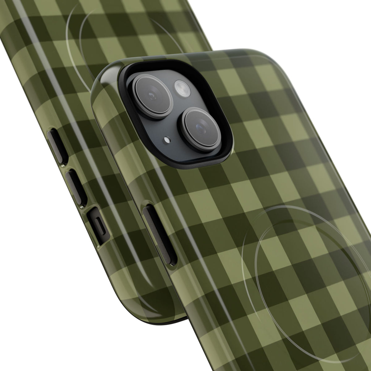 Green Buffalo Plaid Magnetic Phone Case — Tough Protective MagSafe-Compatible Case