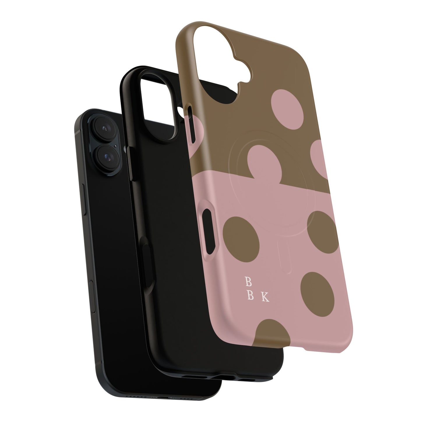 Pink + Yellow Polka Dot Magnetic Tough Case — Protective Magnetic Phone Case with 'BBK' Accent