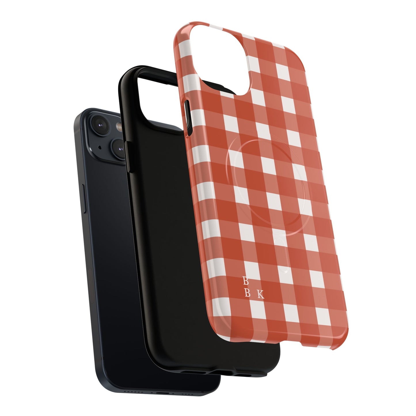 Burnt Orange Gingham Tough Magnetic Phone Case — Plaid Protective iPhone Cover