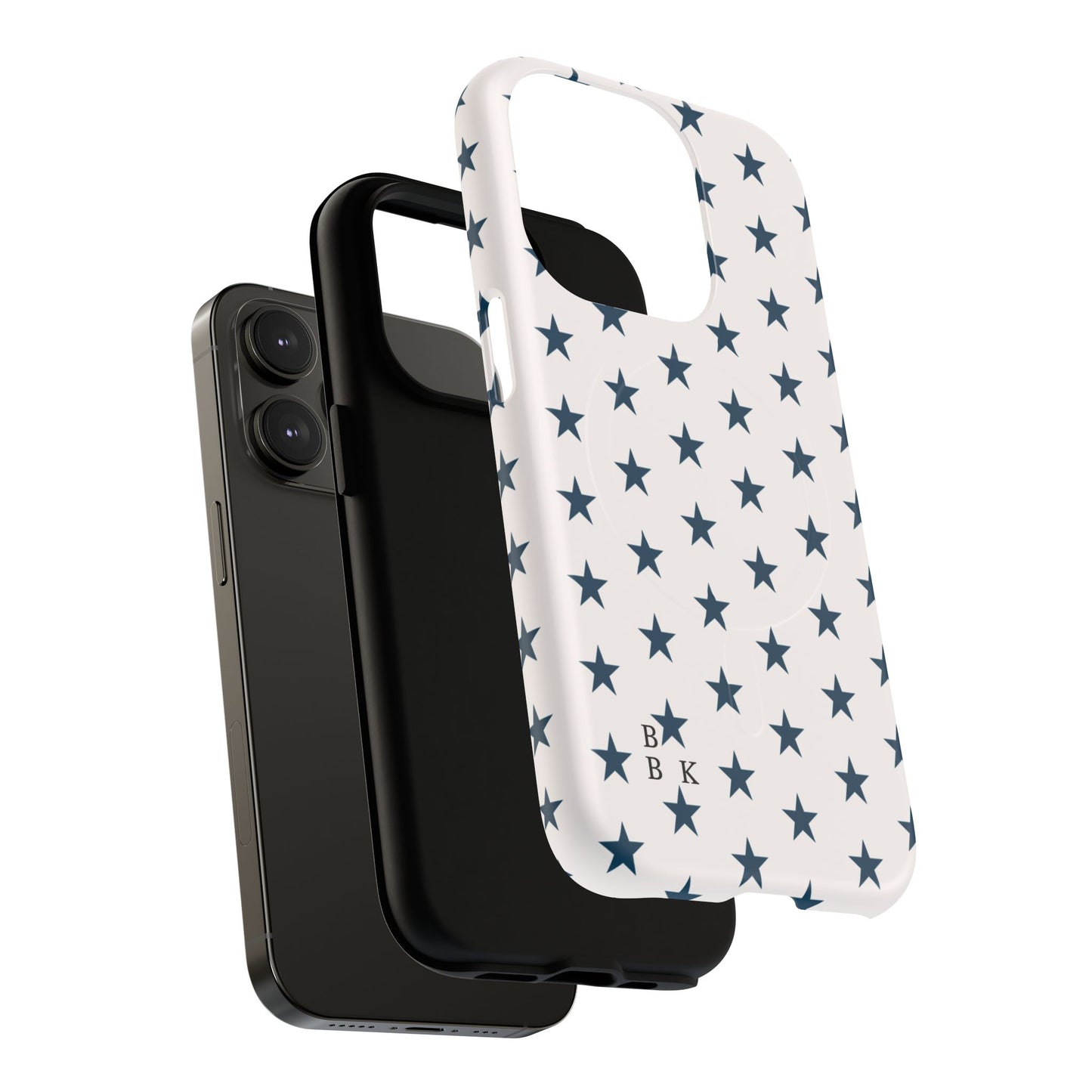 Star Pattern Tough Magnetic Phone Case — Navy Stars on White