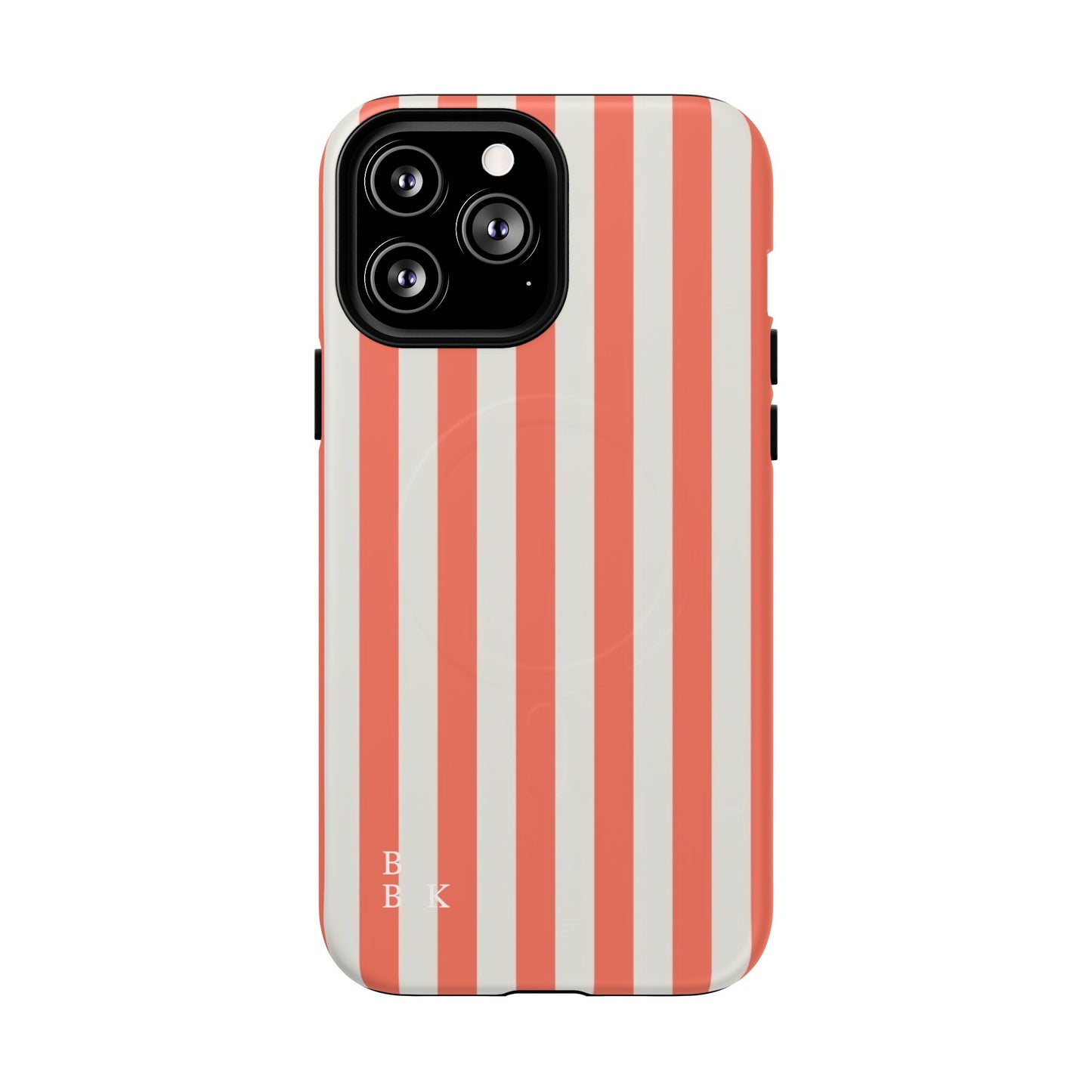 Striped Coral Magnetic Phone Case — Slim Protective Case with Vertical Red-White Stripes