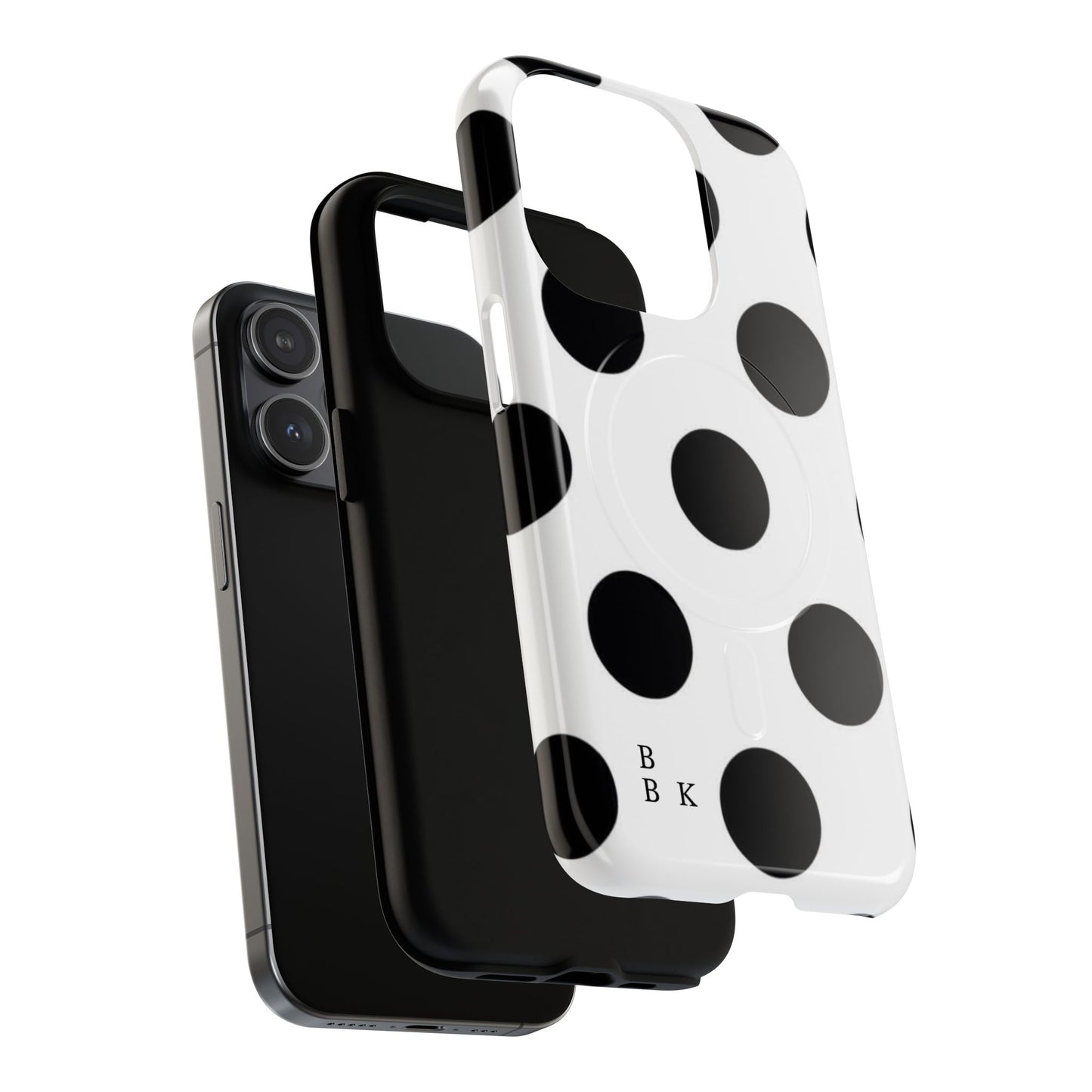 Polka Dot Magnetic Phone Case — Black & White Retro Dot Tough Case