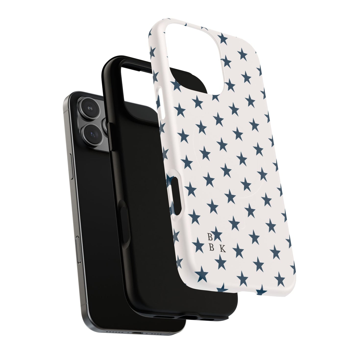 Star Pattern Tough Magnetic Phone Case — Navy Stars on White