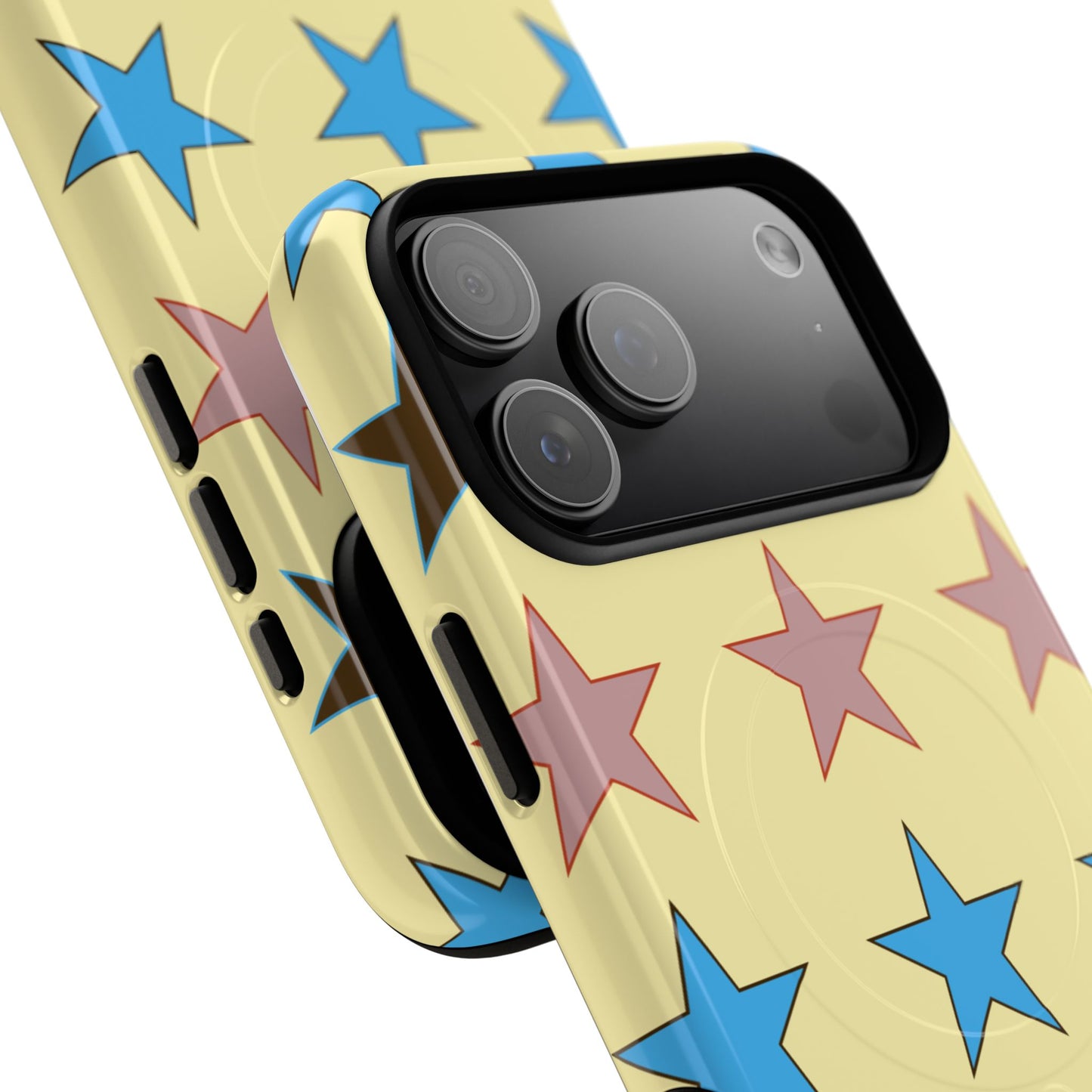 Star Pattern Tough Magnetic Phone Case — Colorful Retro Stars Protective Cover