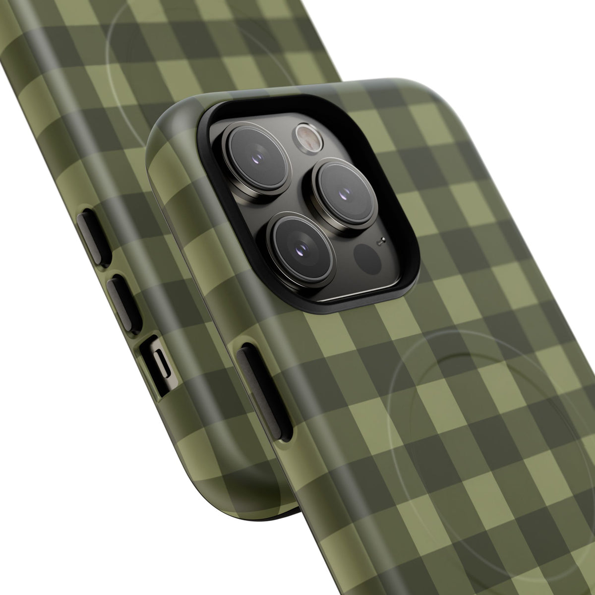 Green Buffalo Plaid Magnetic Phone Case — Tough Protective MagSafe-Compatible Case