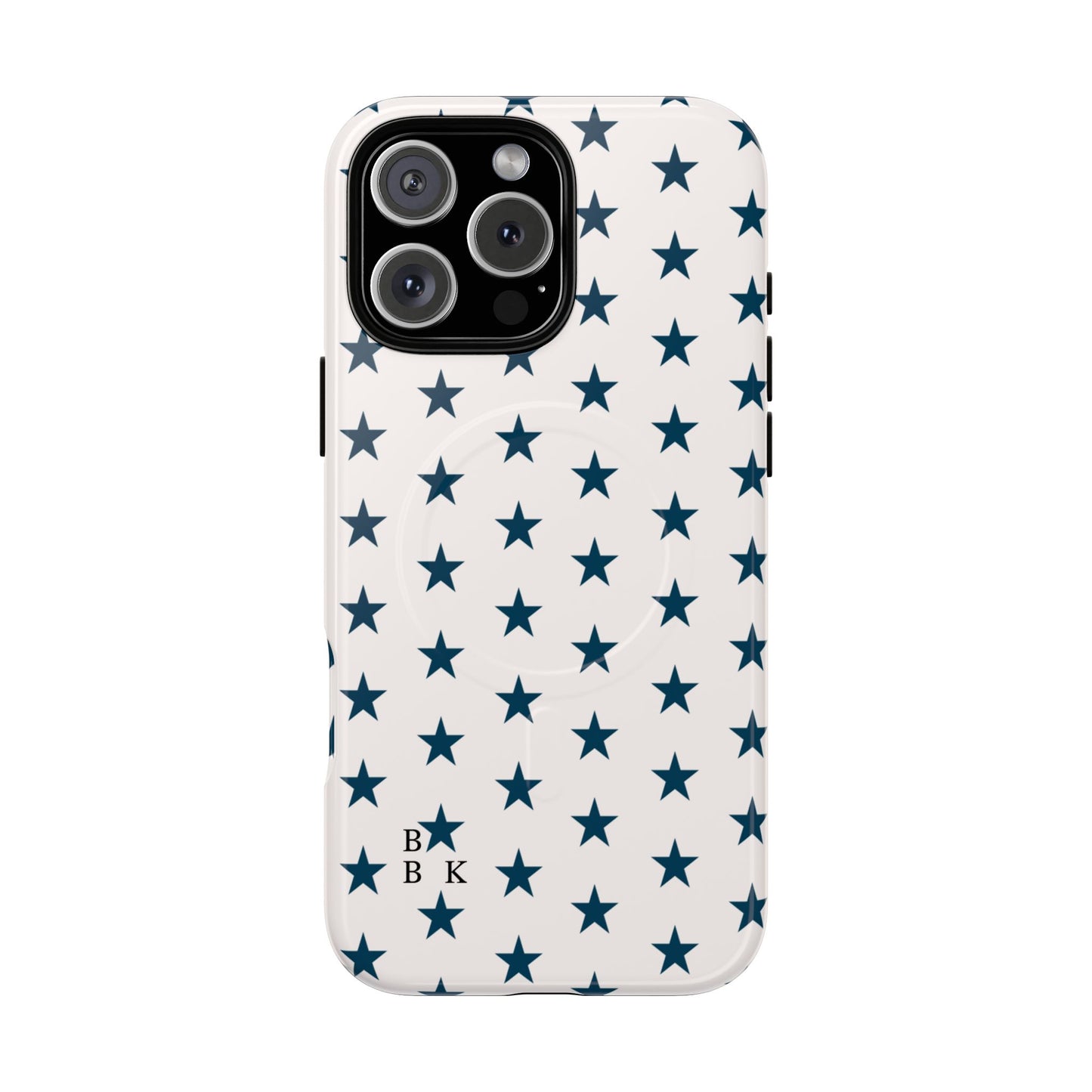 Star Pattern Tough Magnetic Phone Case — Navy Stars on White