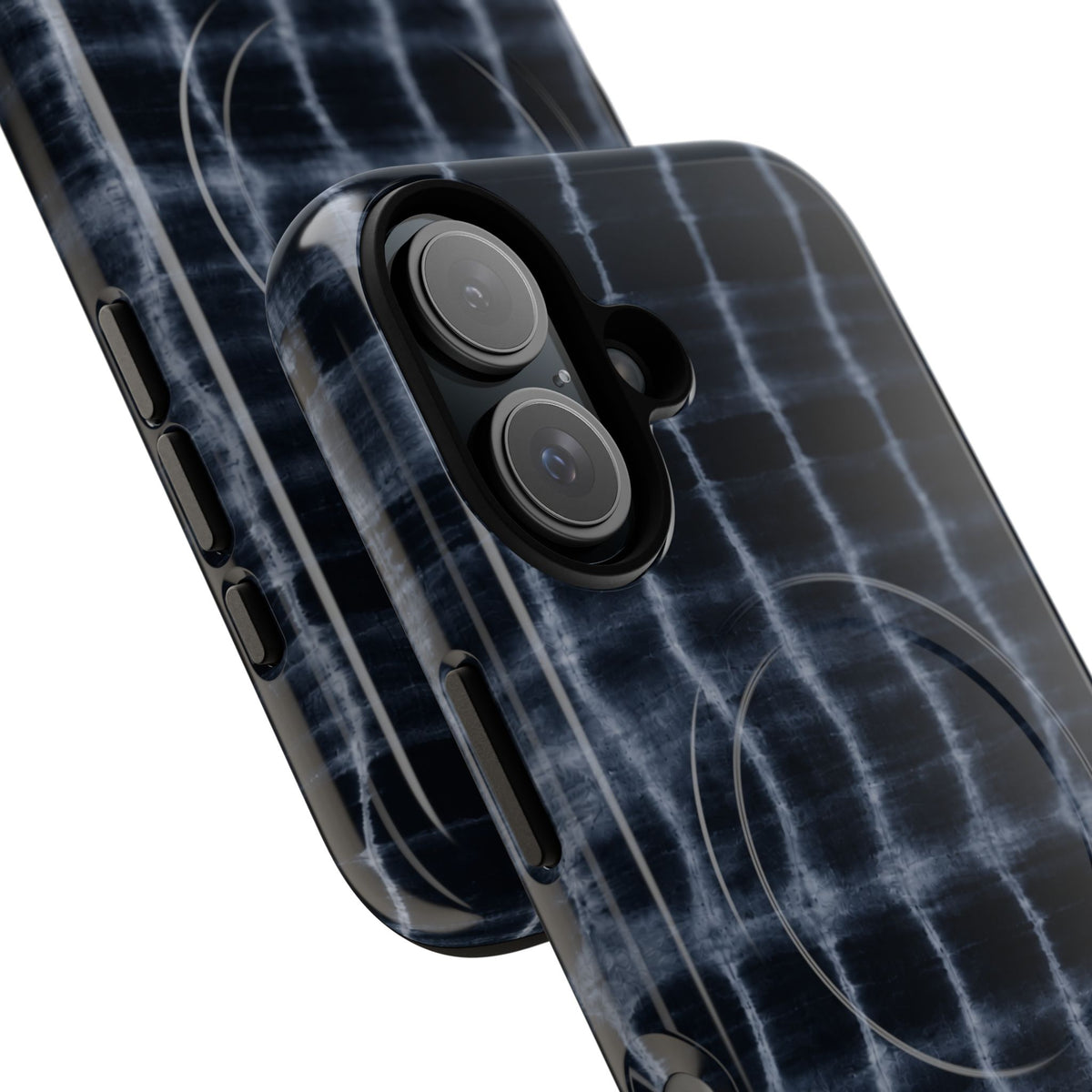 Magnetic Phone Case — Black Tie-Dye Tough Protective Cover with MagSafe