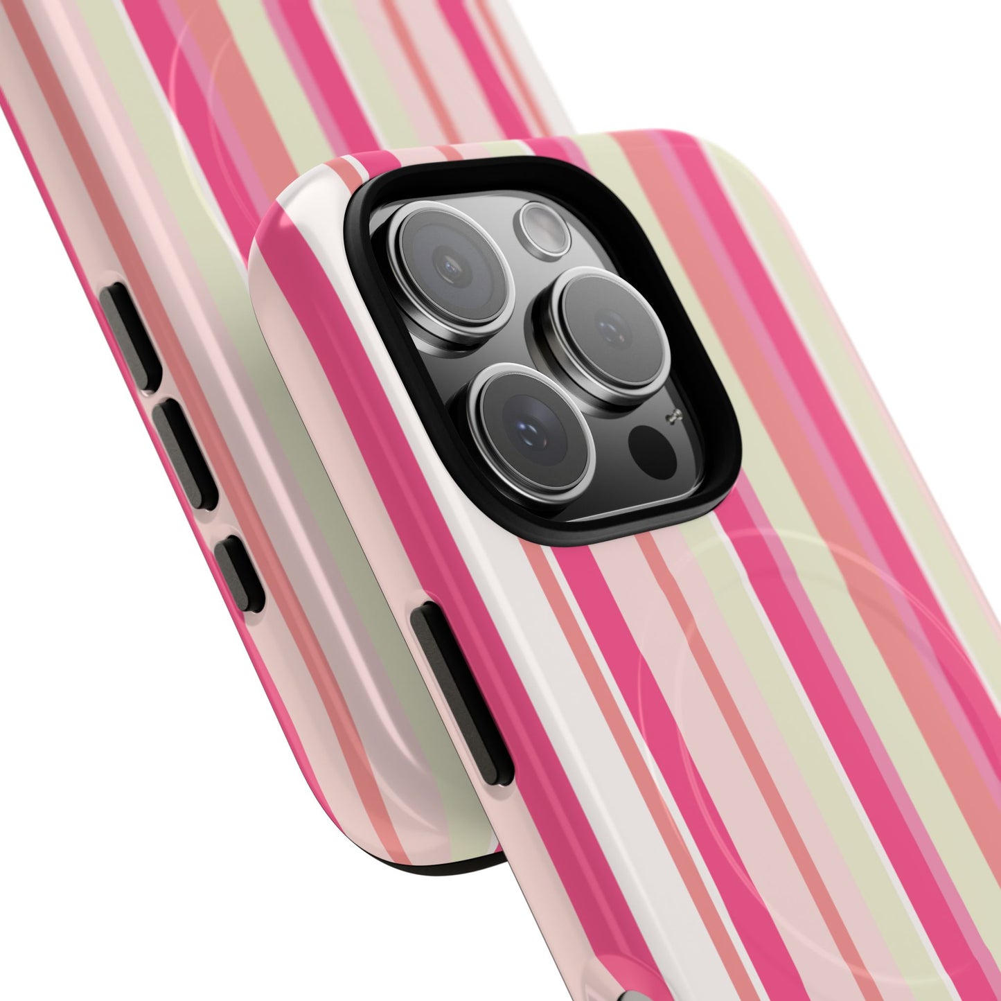 Magnetic Tough Case — Pink Striped Phone Cover (MagSafe Compatible)