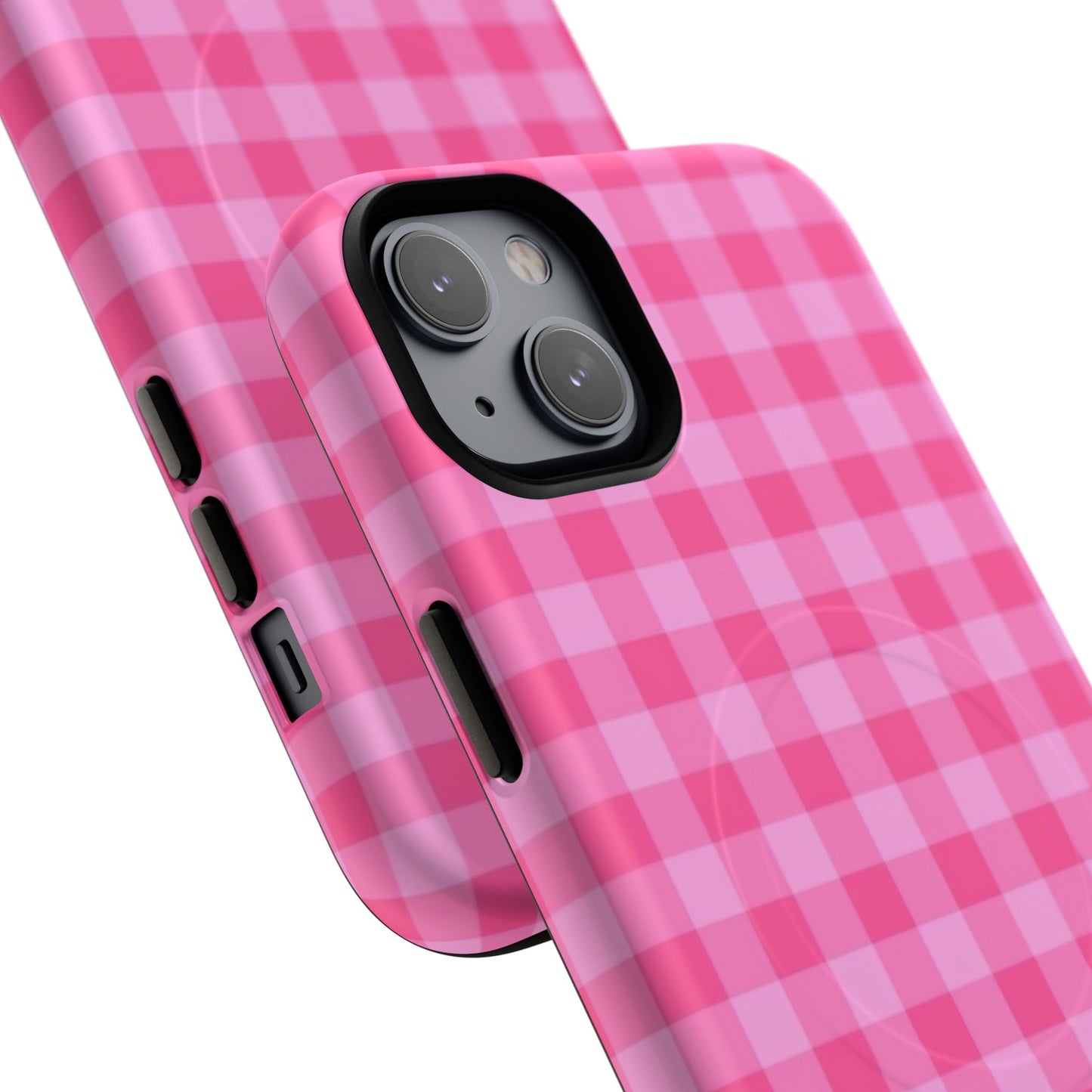 Pink Gingham Tough Magnetic Phone Case – Durable Checkered Design