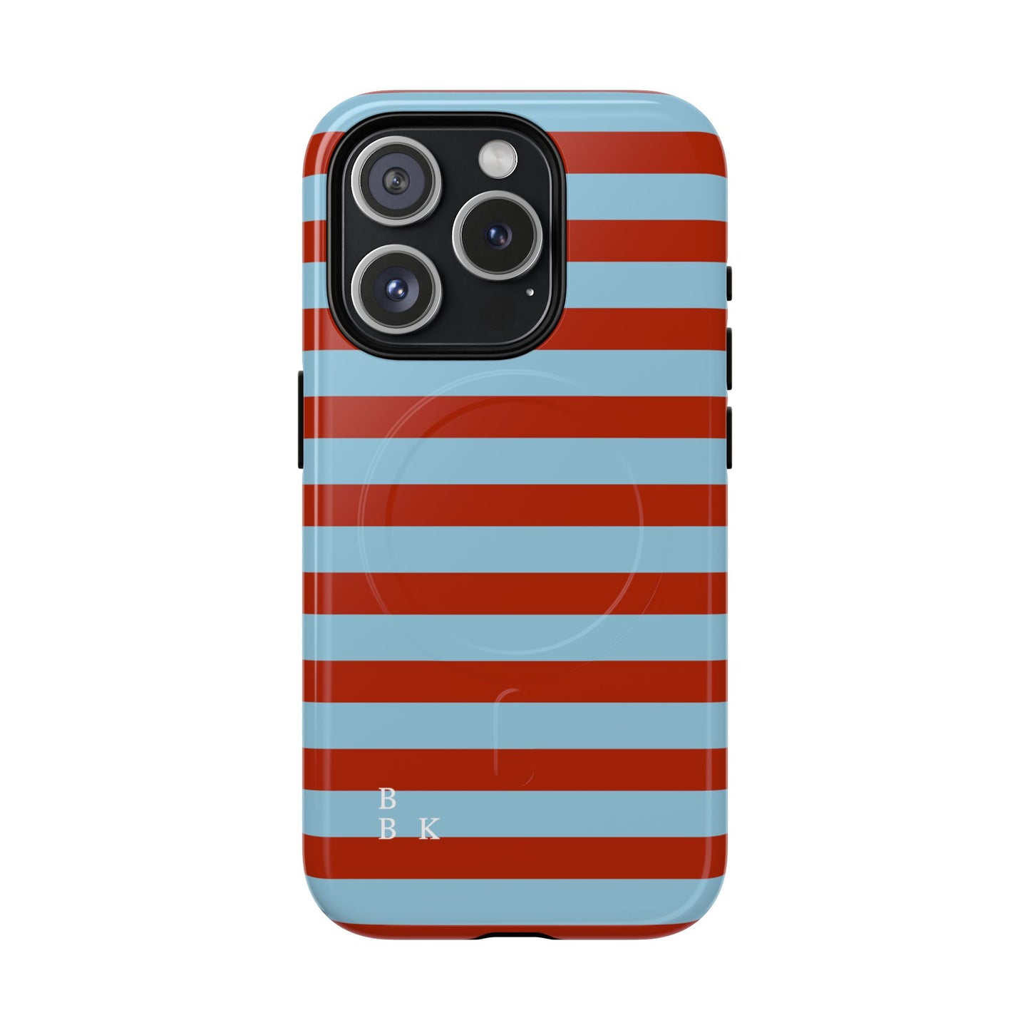 Striped Tough Magnetic Phone Case — Retro Red & Sky Blue