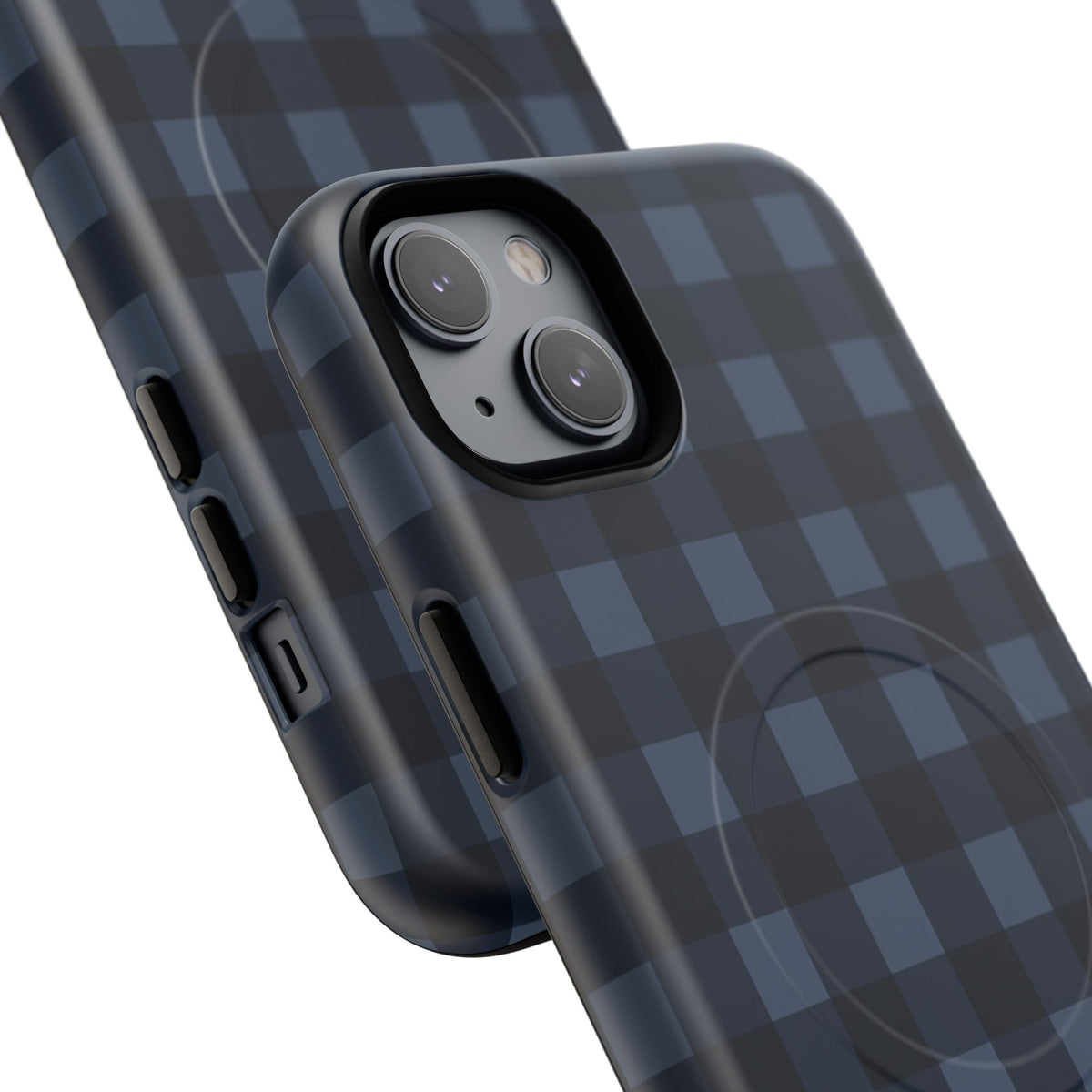 Plaid Magnetic Phone Case — Navy Buffalo Check Tough MagSafe-Compatible Case