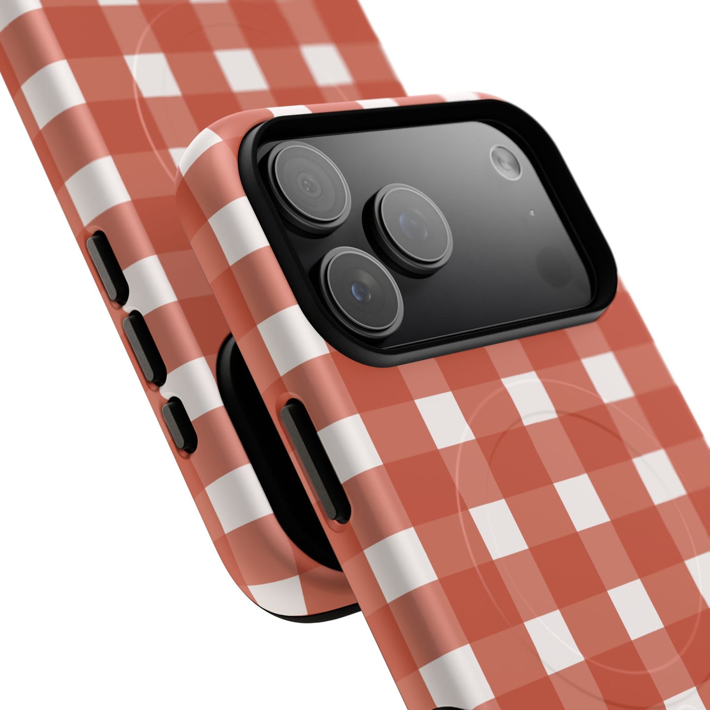 Burnt Orange Gingham Tough Magnetic Phone Case — Plaid Protective iPhone Cover