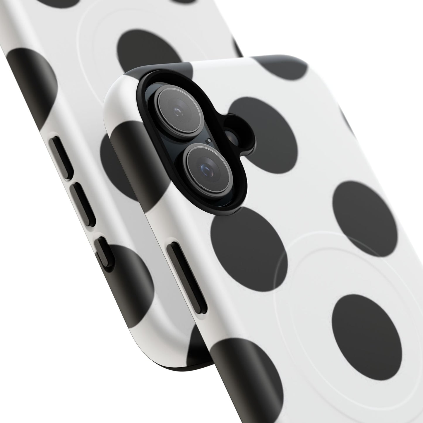Polka Dot Magnetic Phone Case — Black & White Retro Dot Tough Case