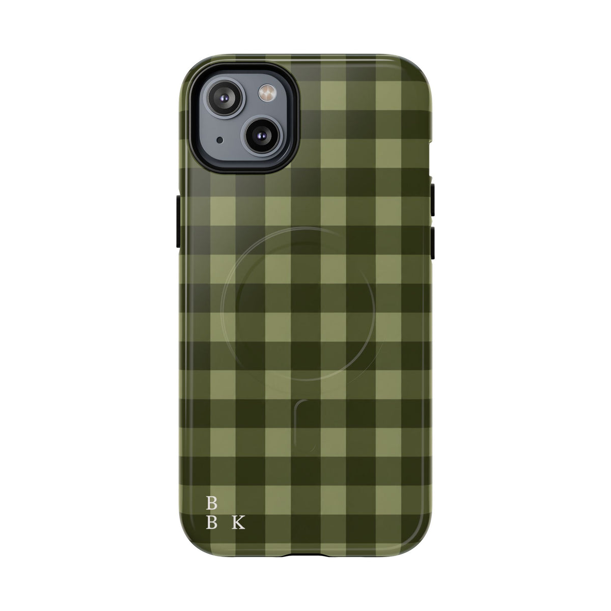 Green Buffalo Plaid Magnetic Phone Case — Tough Protective MagSafe-Compatible Case
