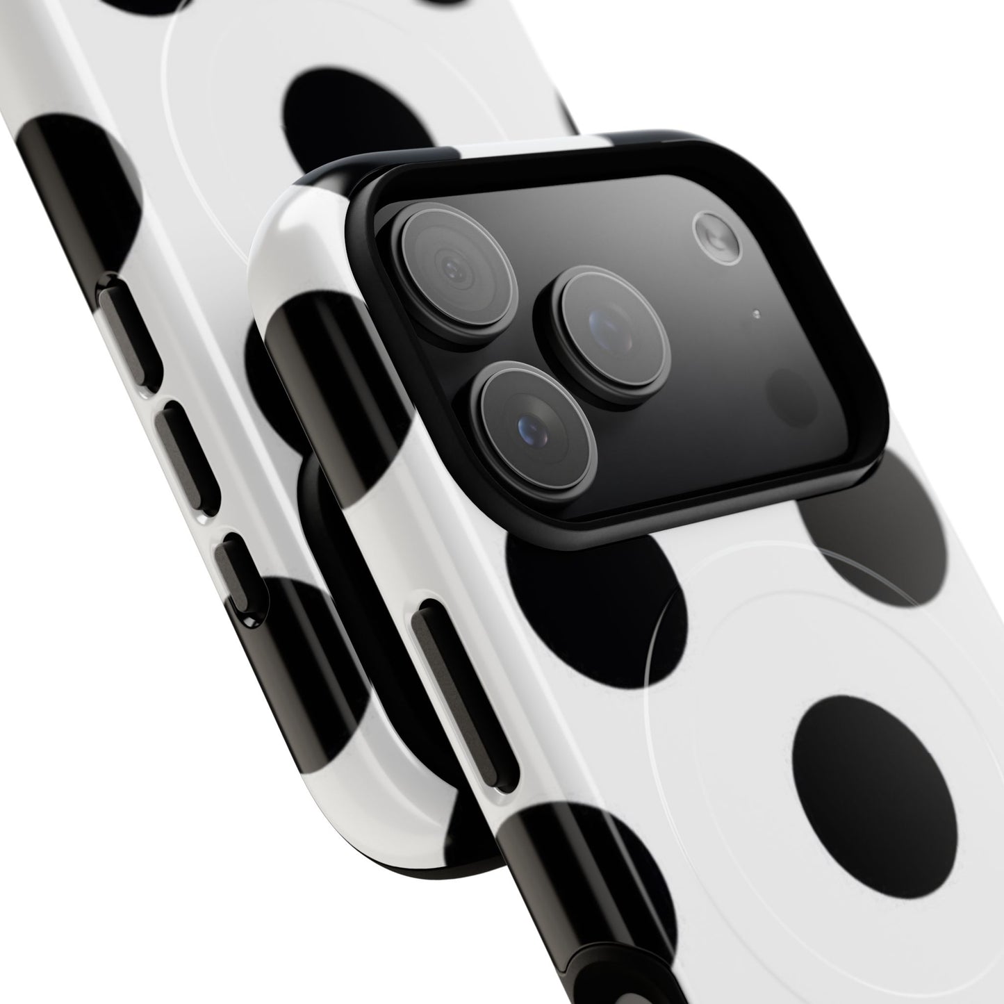 Polka Dot Magnetic Phone Case — Black & White Retro Dot Tough Case