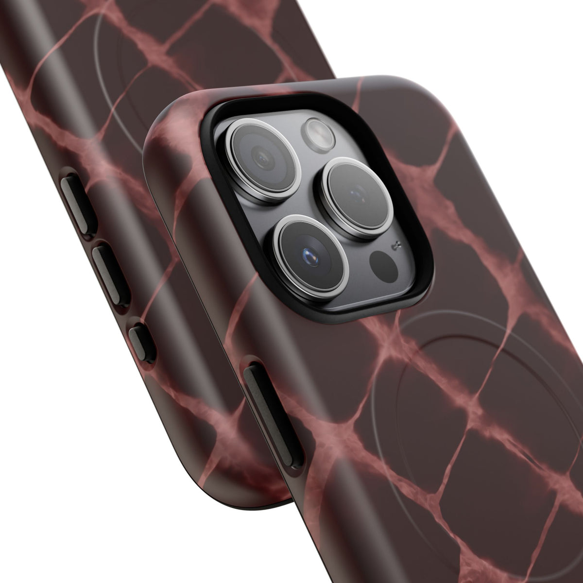Magnetic Phone Case — Burgundy Marble Tough Protective Cover