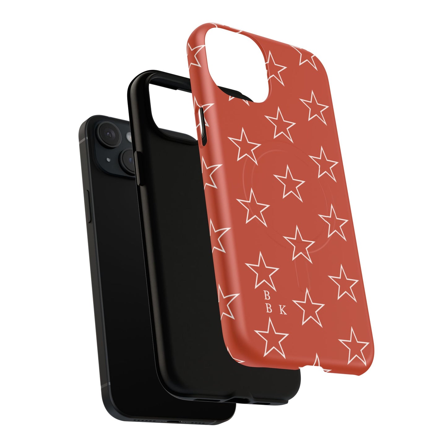 Star Pattern Tough Magnetic Phone Case — Rust Red Protective iPhone Cover