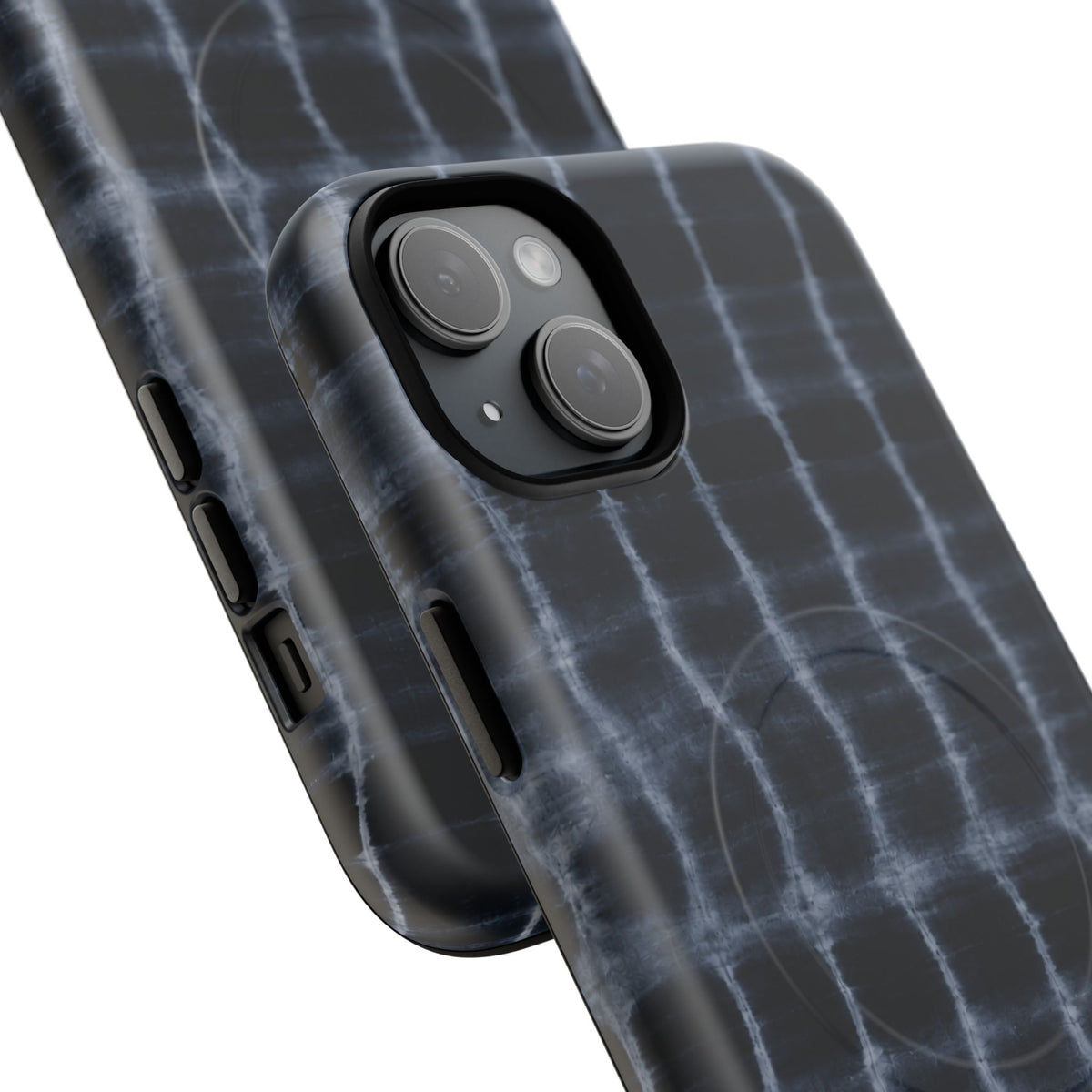 Magnetic Phone Case — Black Tie-Dye Tough Protective Cover with MagSafe