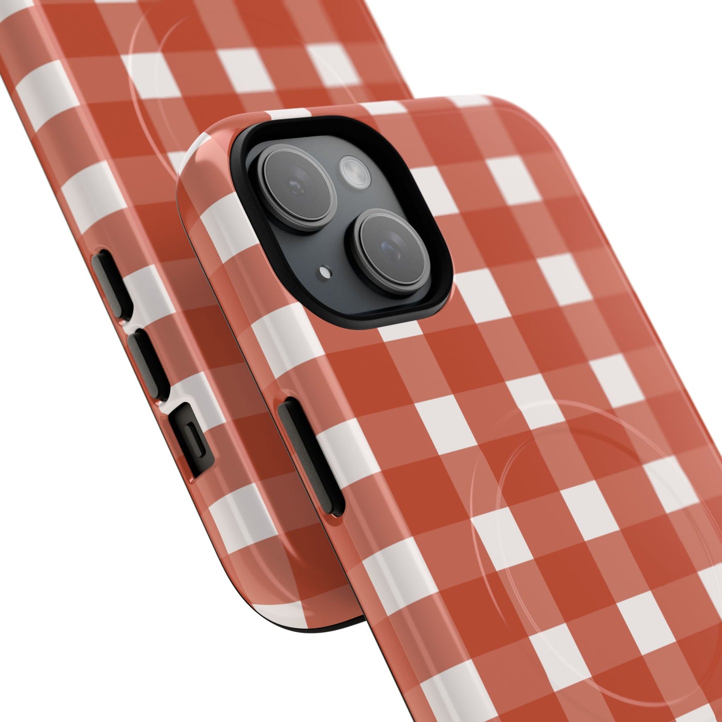 Burnt Orange Gingham Tough Magnetic Phone Case — Plaid Protective iPhone Cover
