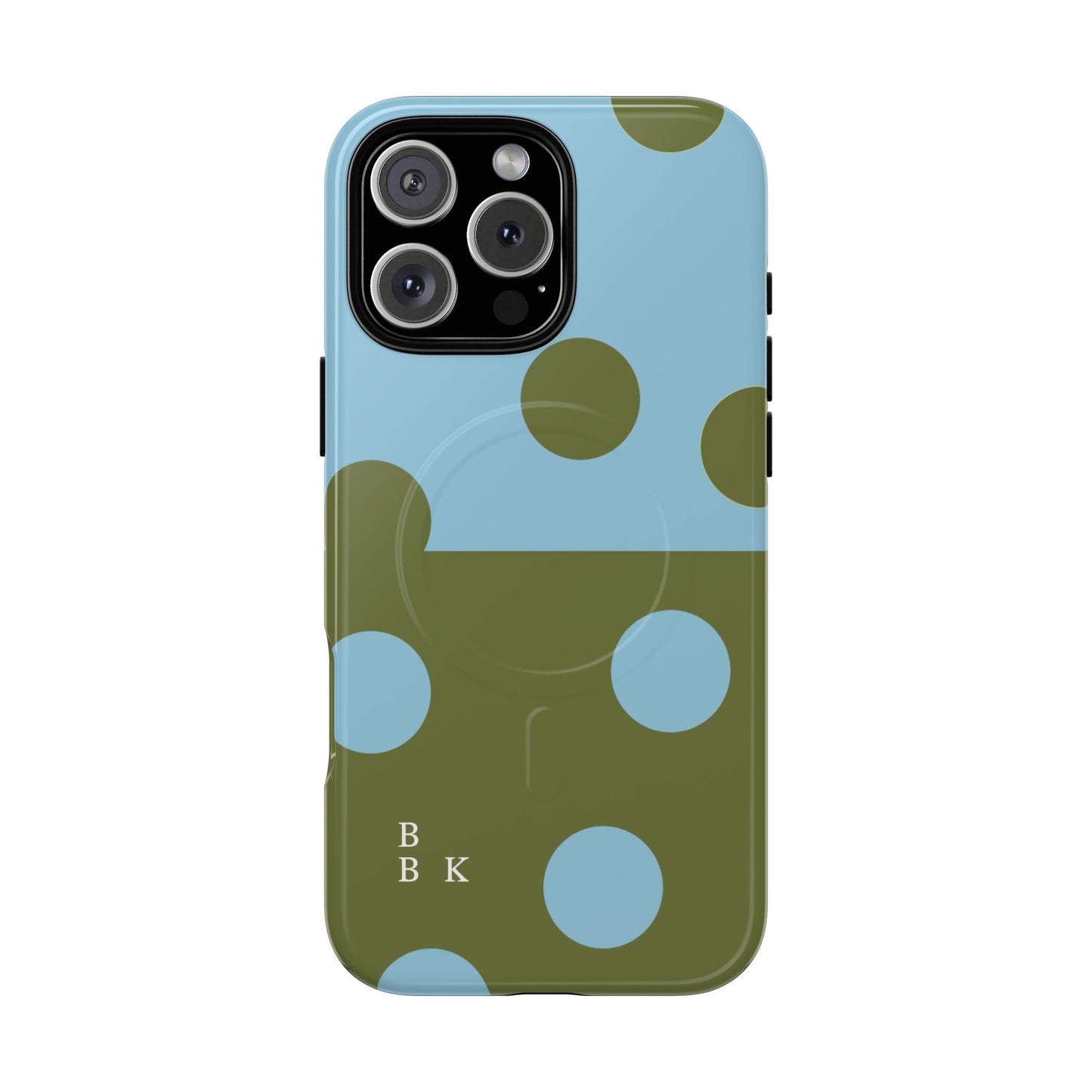 Polka Dot Magnetic Phone Case — Blue & Olive Protective Snap-On Cover