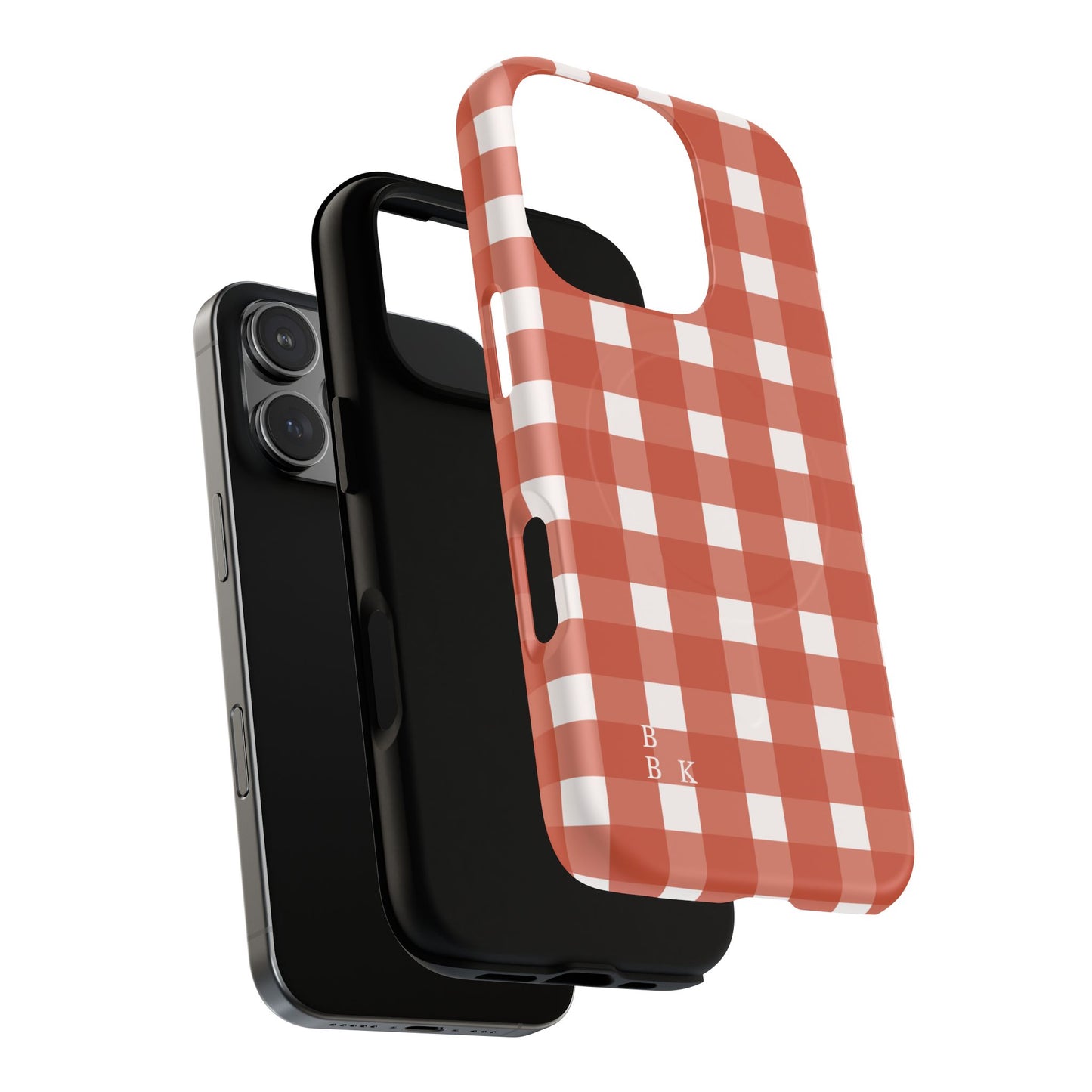 Burnt Orange Gingham Tough Magnetic Phone Case — Plaid Protective iPhone Cover