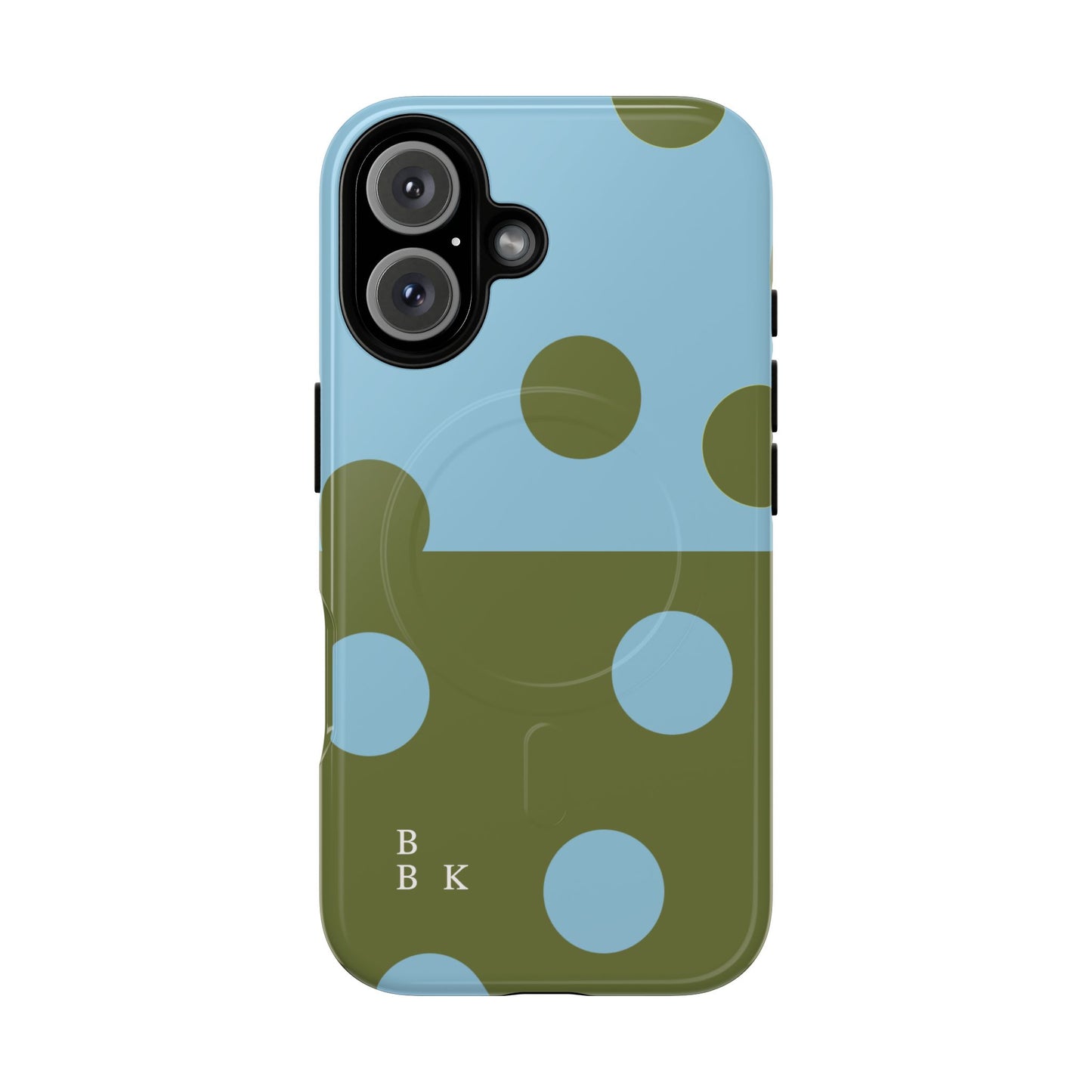 Polka Dot Magnetic Phone Case — Blue & Olive Protective Snap-On Cover