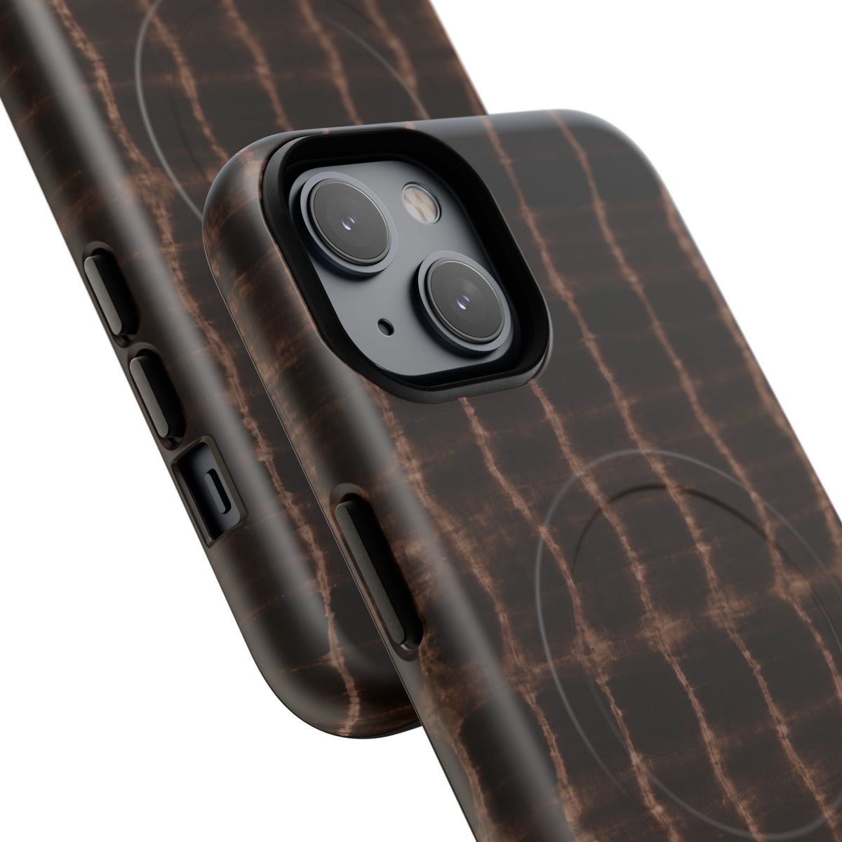 MagSafe Phone Case — Brown Croc Pattern Tough Magnetic Case