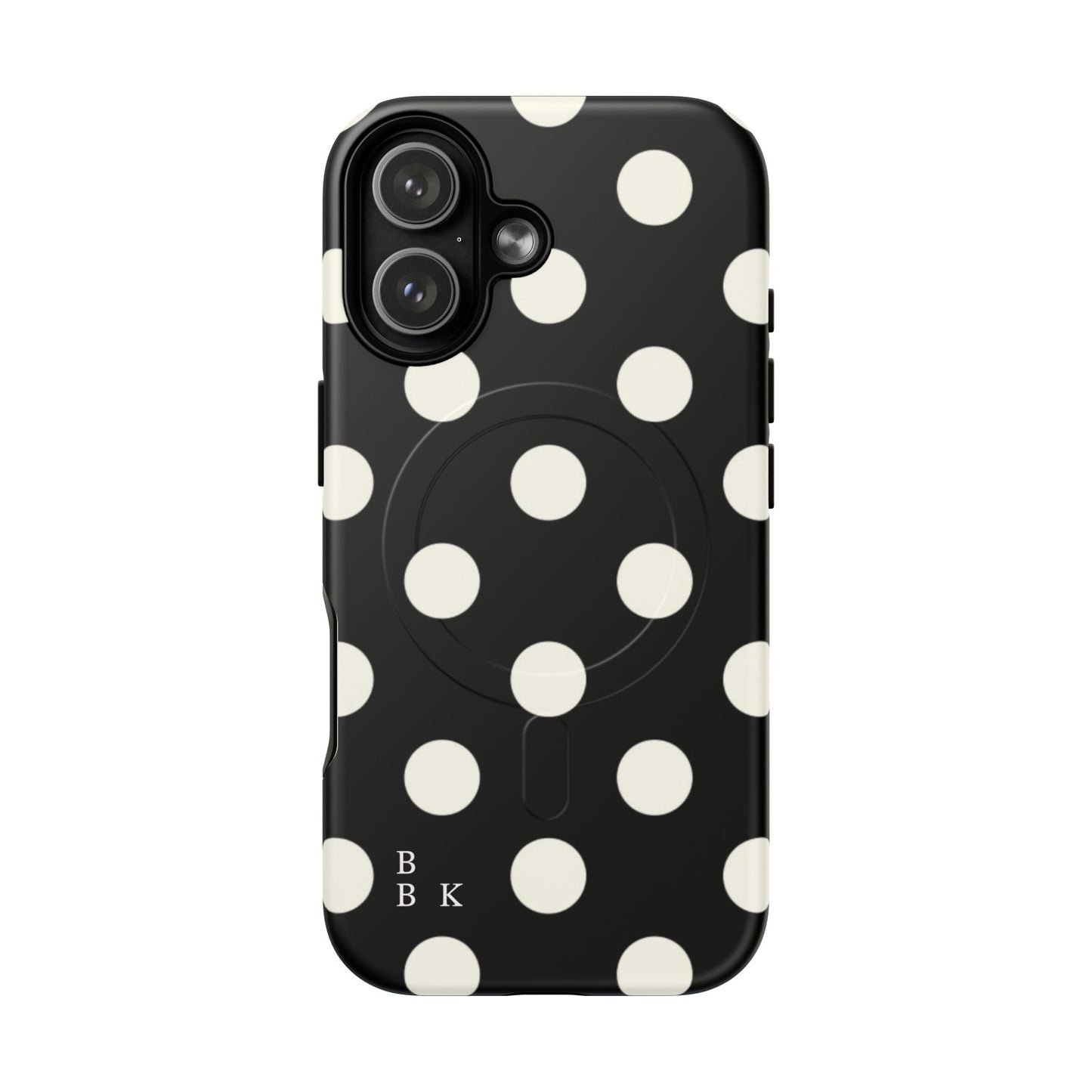Polka Dot Tough Magnetic Phone Case — Black & White Protective MagSafe Case