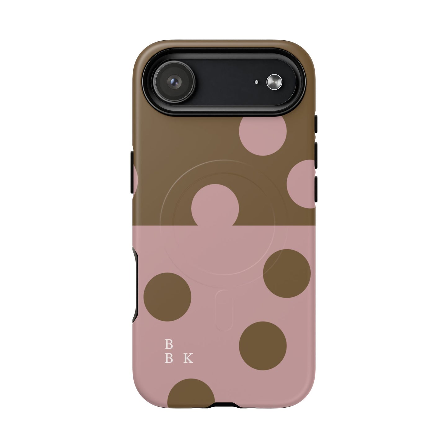 Pink + Yellow Polka Dot Magnetic Tough Case — Protective Magnetic Phone Case with 'BBK' Accent