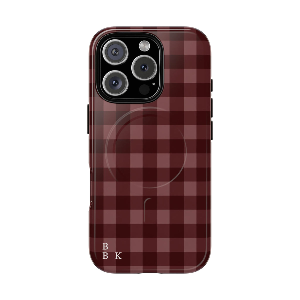 Plaid Magnetic Phone Case — Burgundy Buffalo Check Tough Protective Cover