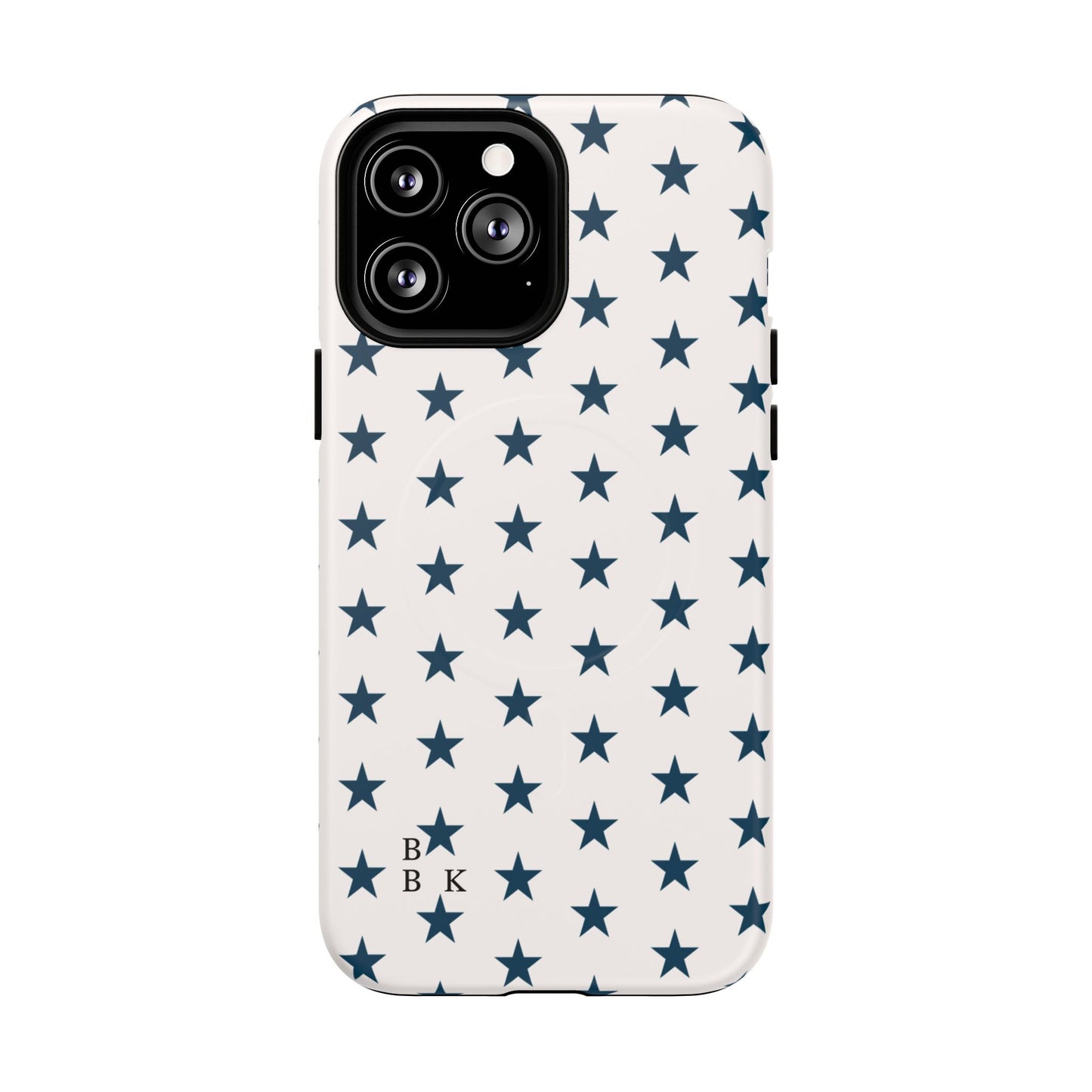 Star Pattern Tough Magnetic Phone Case — Navy Stars on White