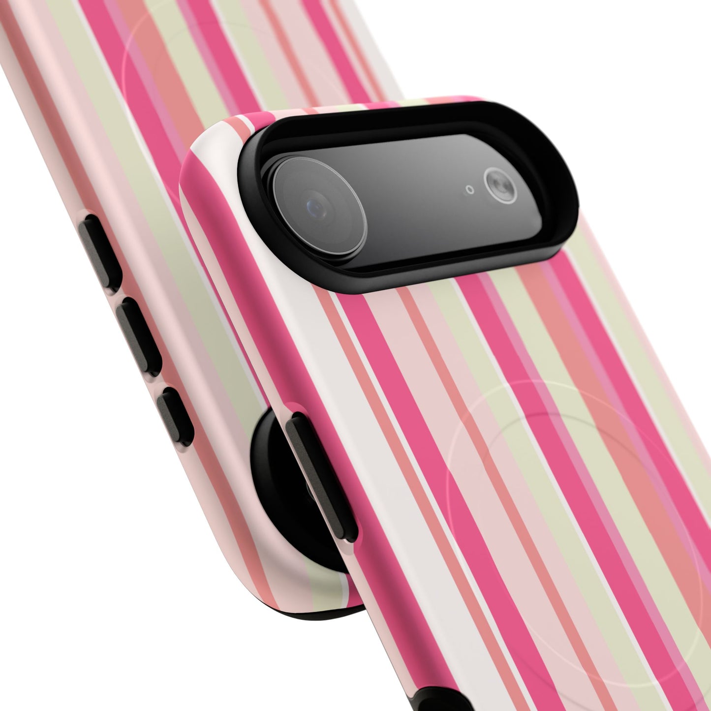 Magnetic Tough Case — Pink Striped Phone Cover (MagSafe Compatible)