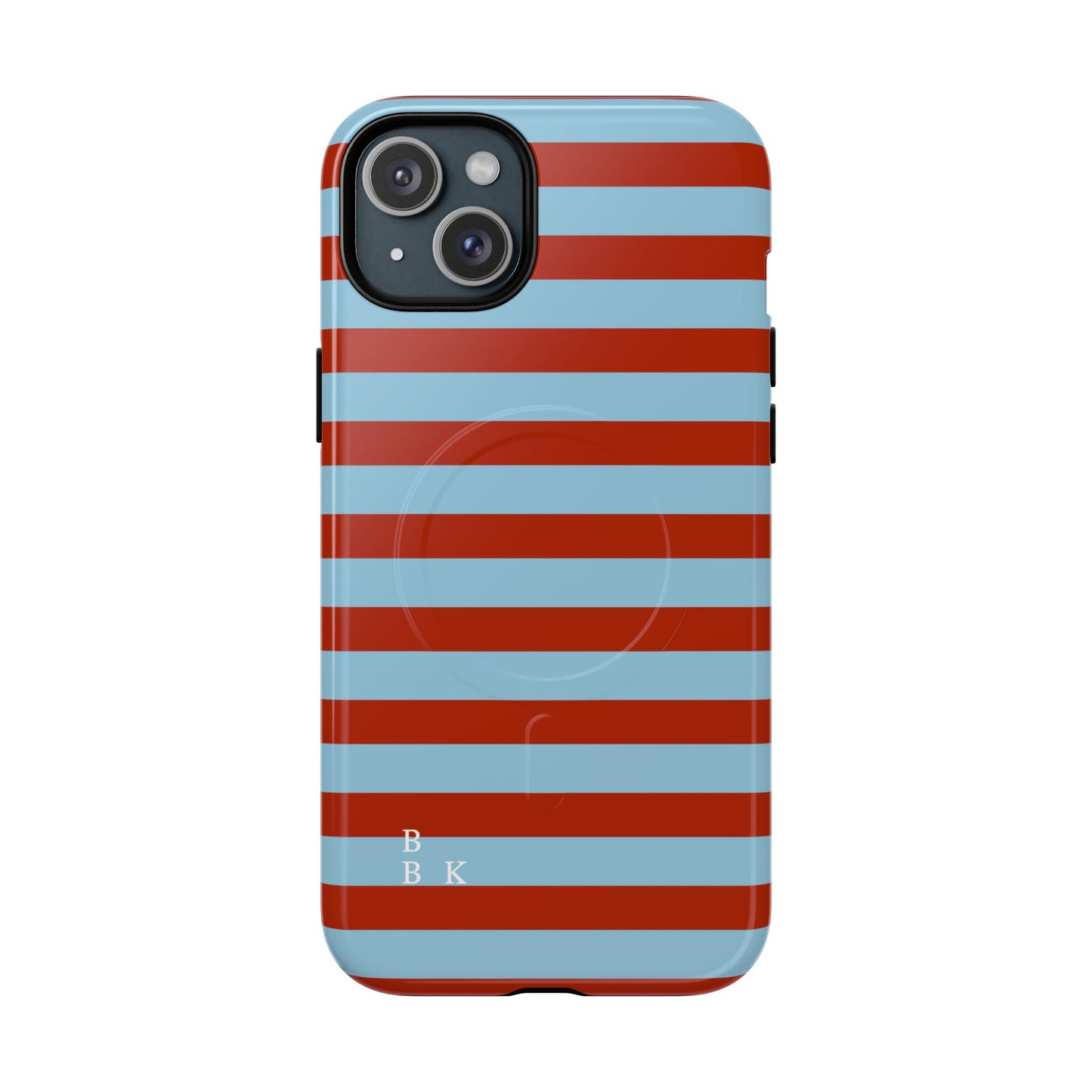 Striped Tough Magnetic Phone Case — Retro Red & Sky Blue