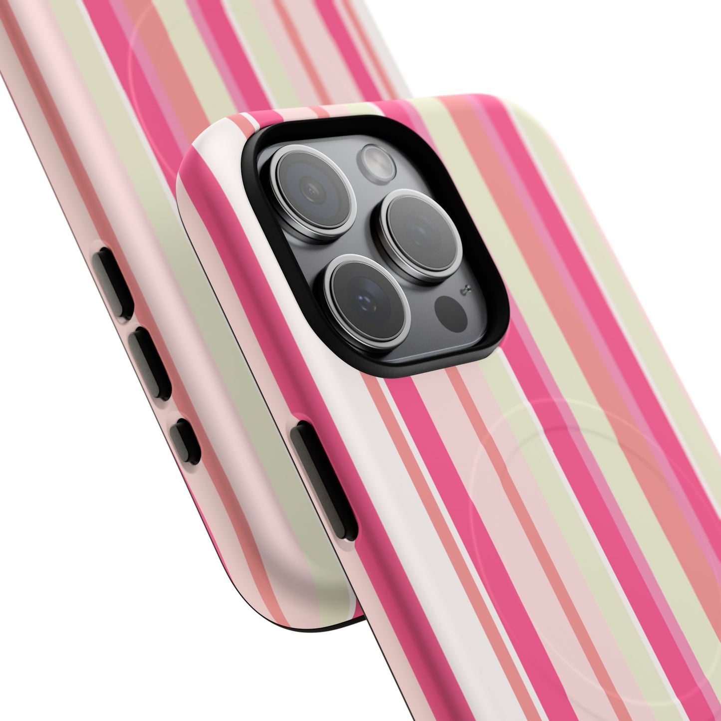 Magnetic Tough Case — Pink Striped Phone Cover (MagSafe Compatible)
