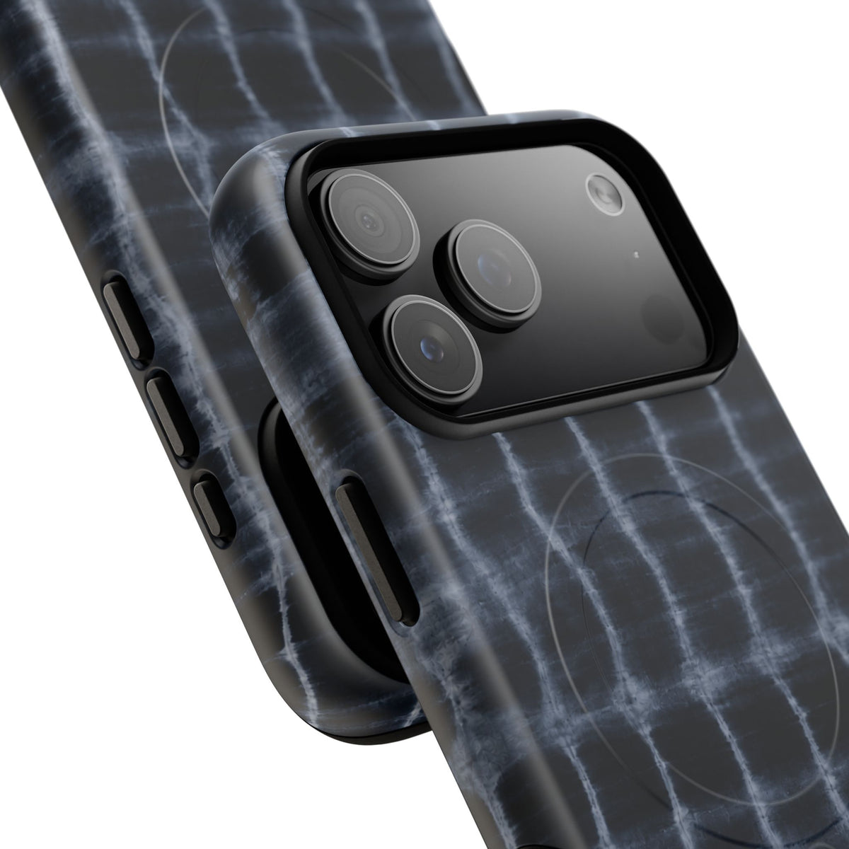 Magnetic Phone Case — Black Tie-Dye Tough Protective Cover with MagSafe