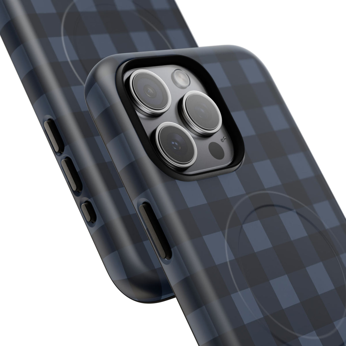 Plaid Magnetic Phone Case — Navy Buffalo Check Tough MagSafe-Compatible Case