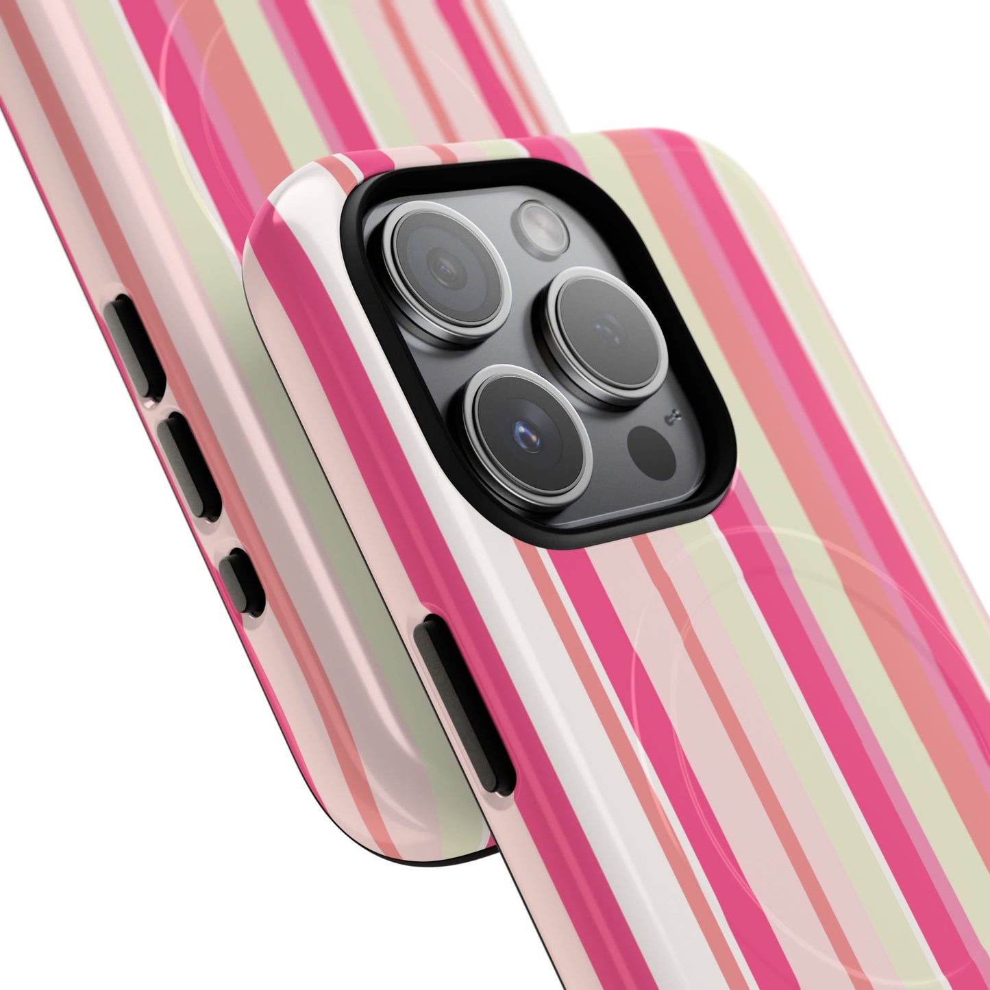 Magnetic Tough Case — Pink Striped Phone Cover (MagSafe Compatible)