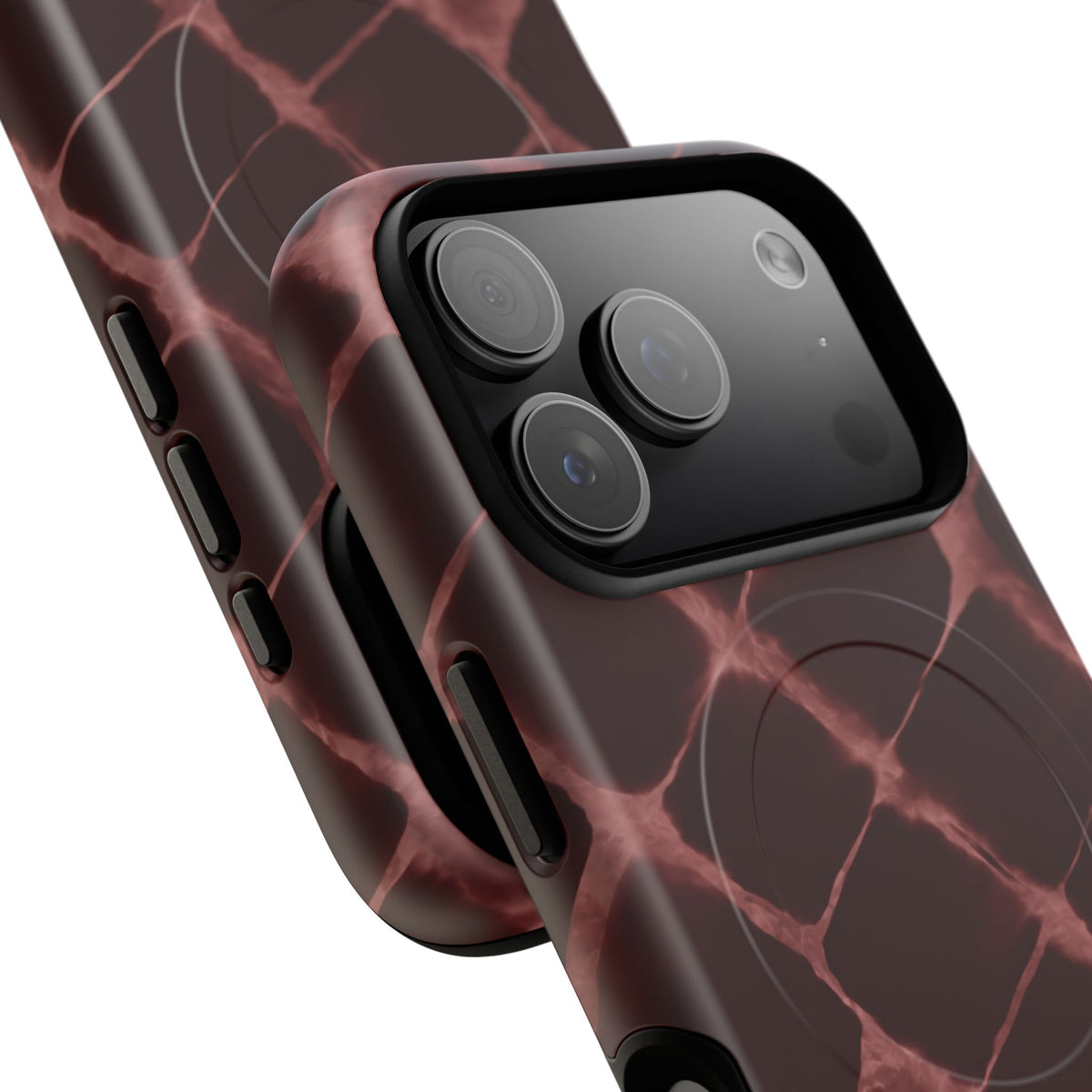 Magnetic Phone Case — Burgundy Marble Tough Protective Cover