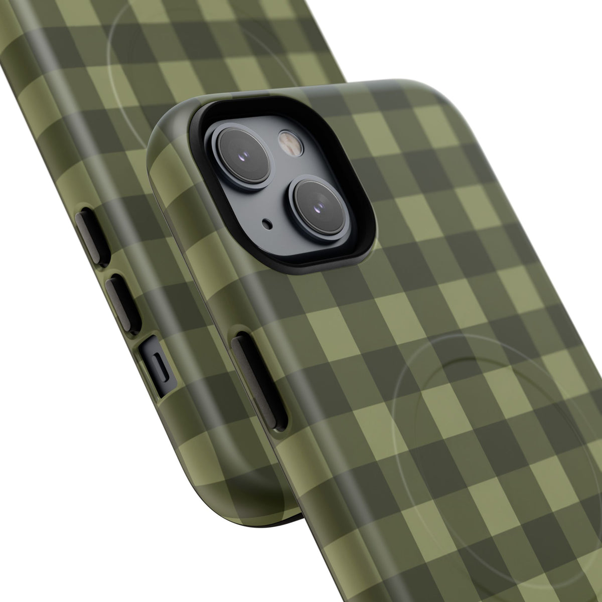 Green Buffalo Plaid Magnetic Phone Case — Tough Protective MagSafe-Compatible Case