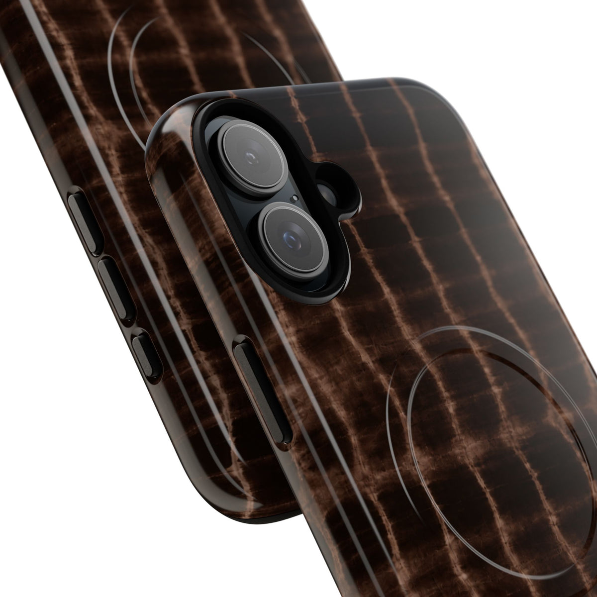 MagSafe Phone Case — Brown Croc Pattern Tough Magnetic Case