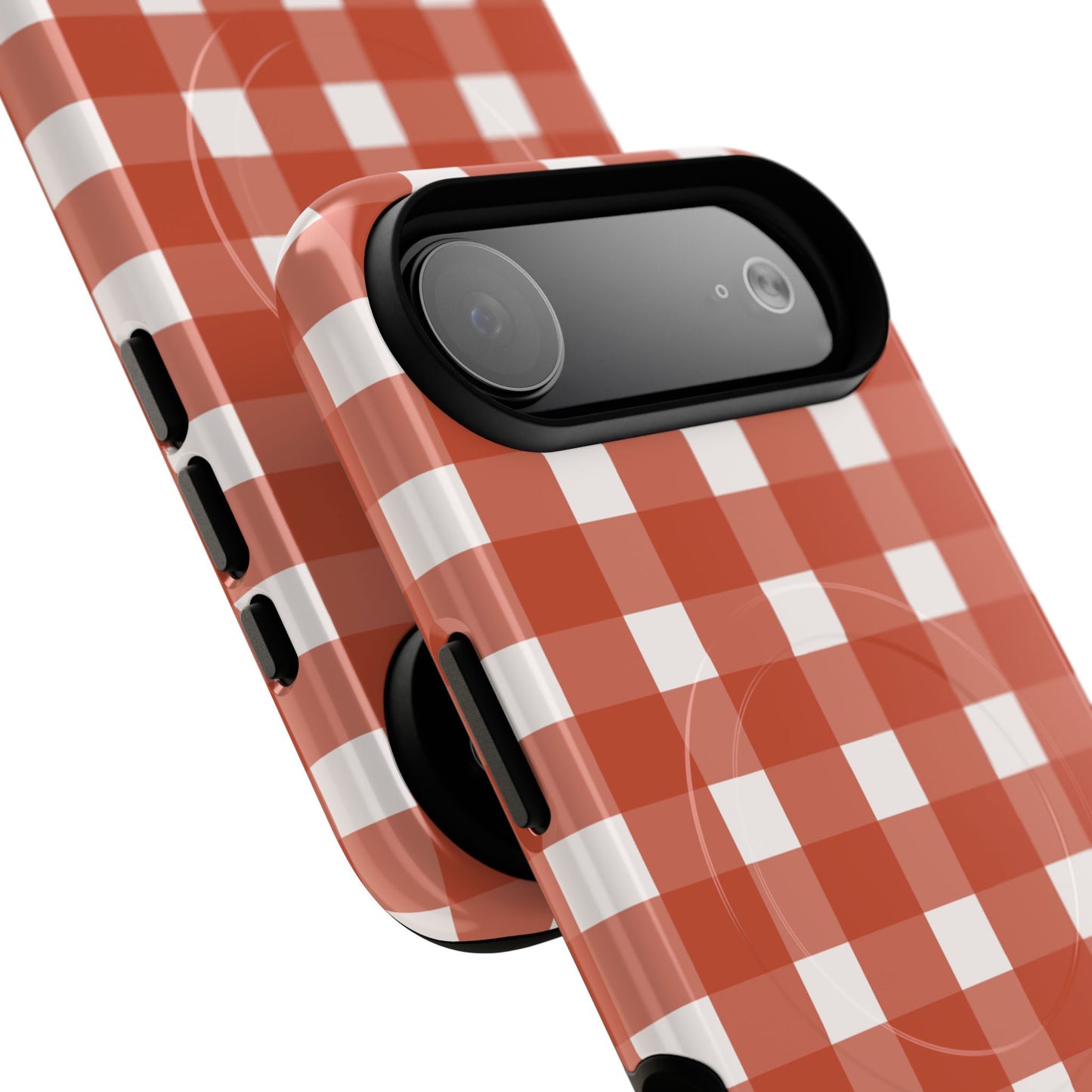 Burnt Orange Gingham Tough Magnetic Phone Case — Plaid Protective iPhone Cover