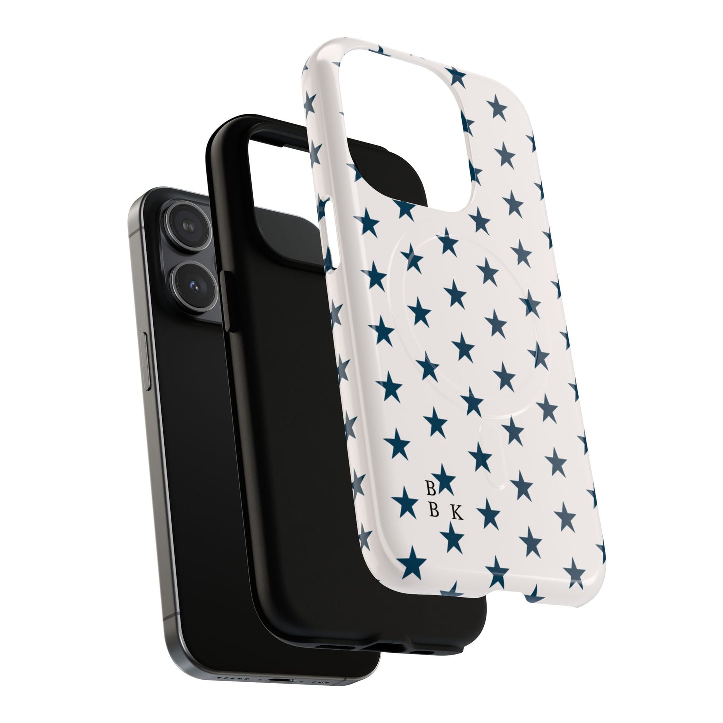 Star Pattern Tough Magnetic Phone Case — Navy Stars on White