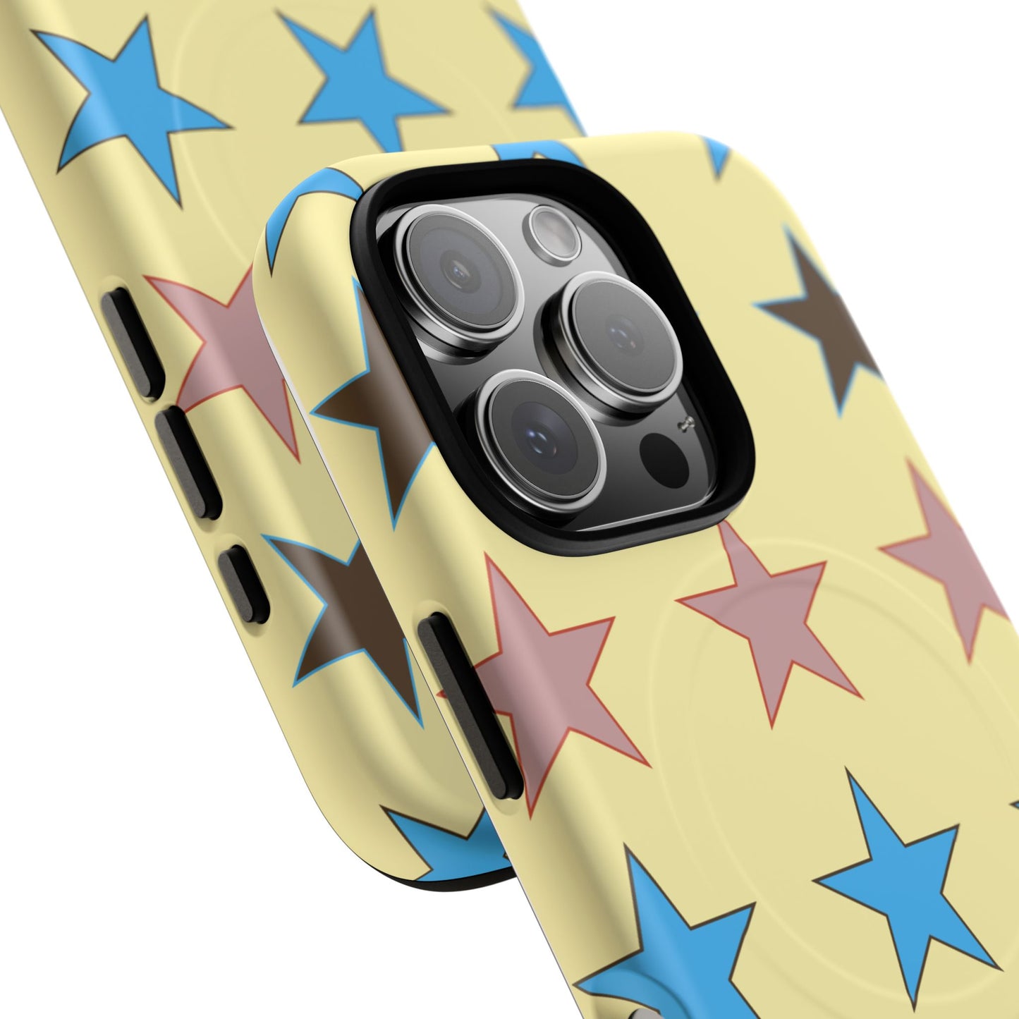 Star Pattern Tough Magnetic Phone Case — Colorful Retro Stars Protective Cover