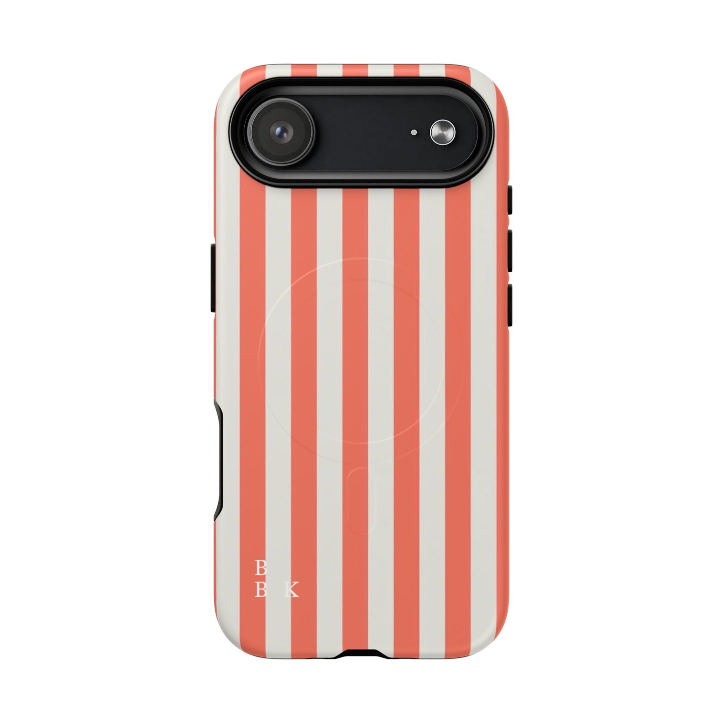 Striped Coral Magnetic Phone Case — Slim Protective Case with Vertical Red-White Stripes