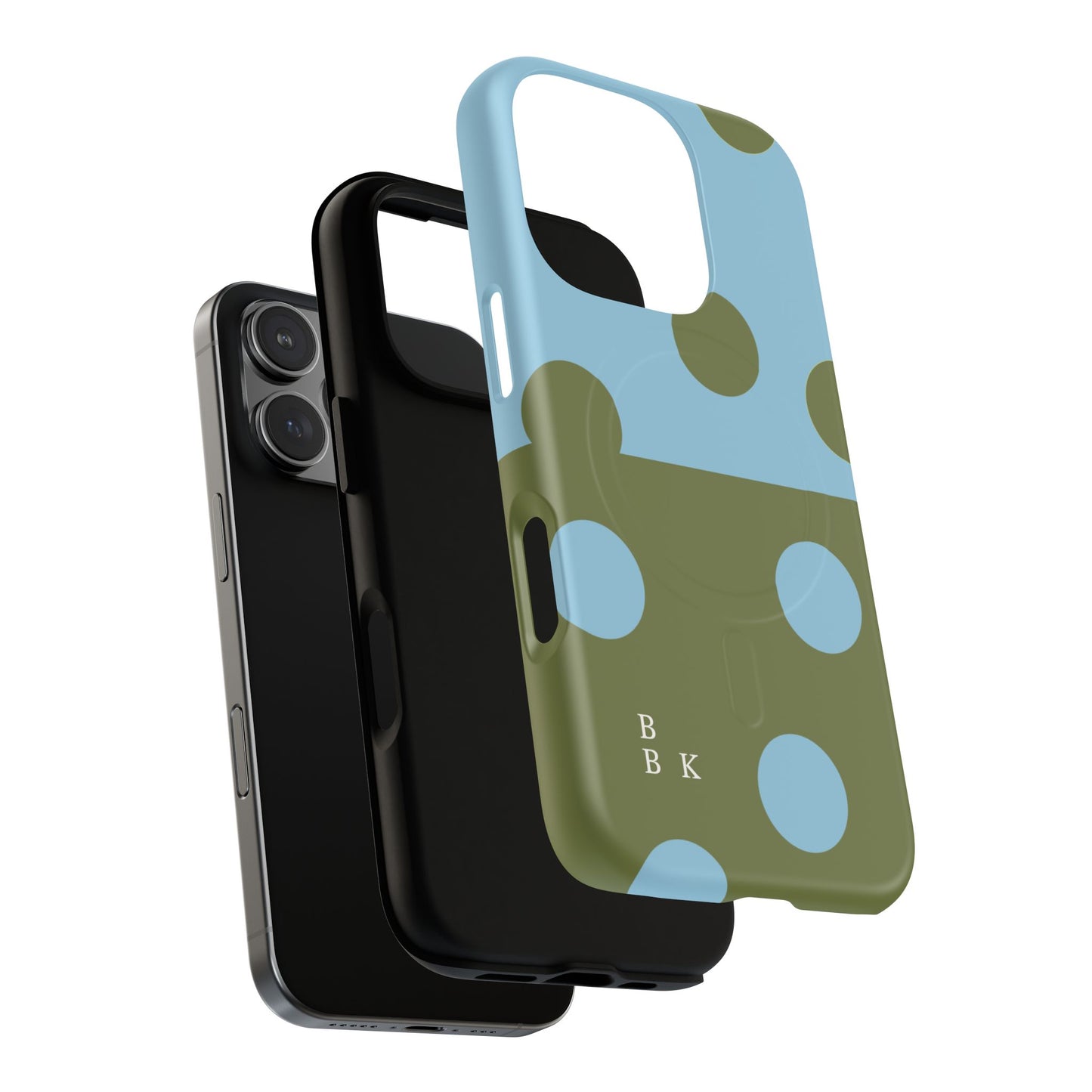 Polka Dot Magnetic Phone Case — Blue & Olive Protective Snap-On Cover